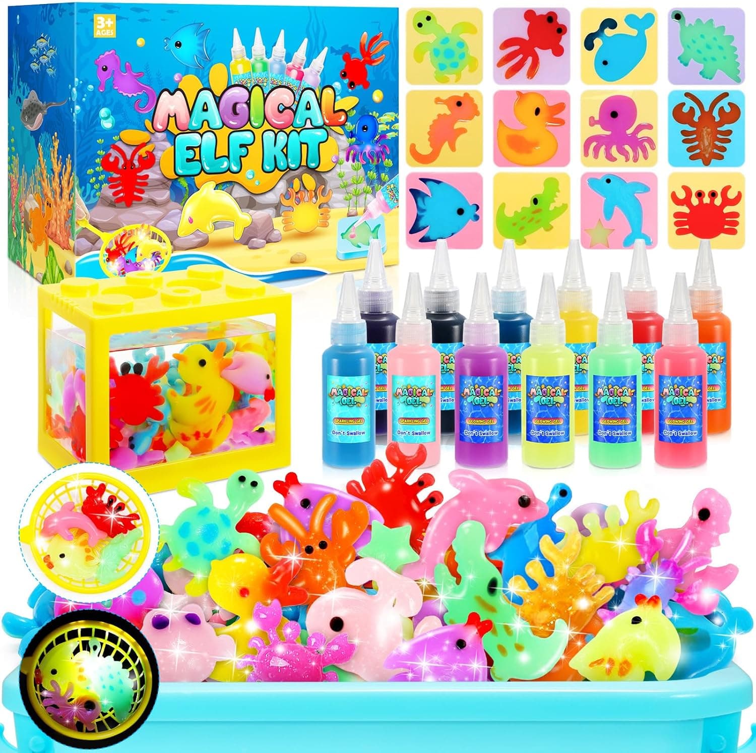 Juegos Agua Niños 3 4 5 6 7 8 9 Años, Juguetes Niñas Niños 3-9 Años Navidad Regalos Niñas 4 5 6 7 8 9 Años Manualidades Niñas Niños 4-10 Años Kit de Gel de Agua para Niños con 12 Botellas de Gel