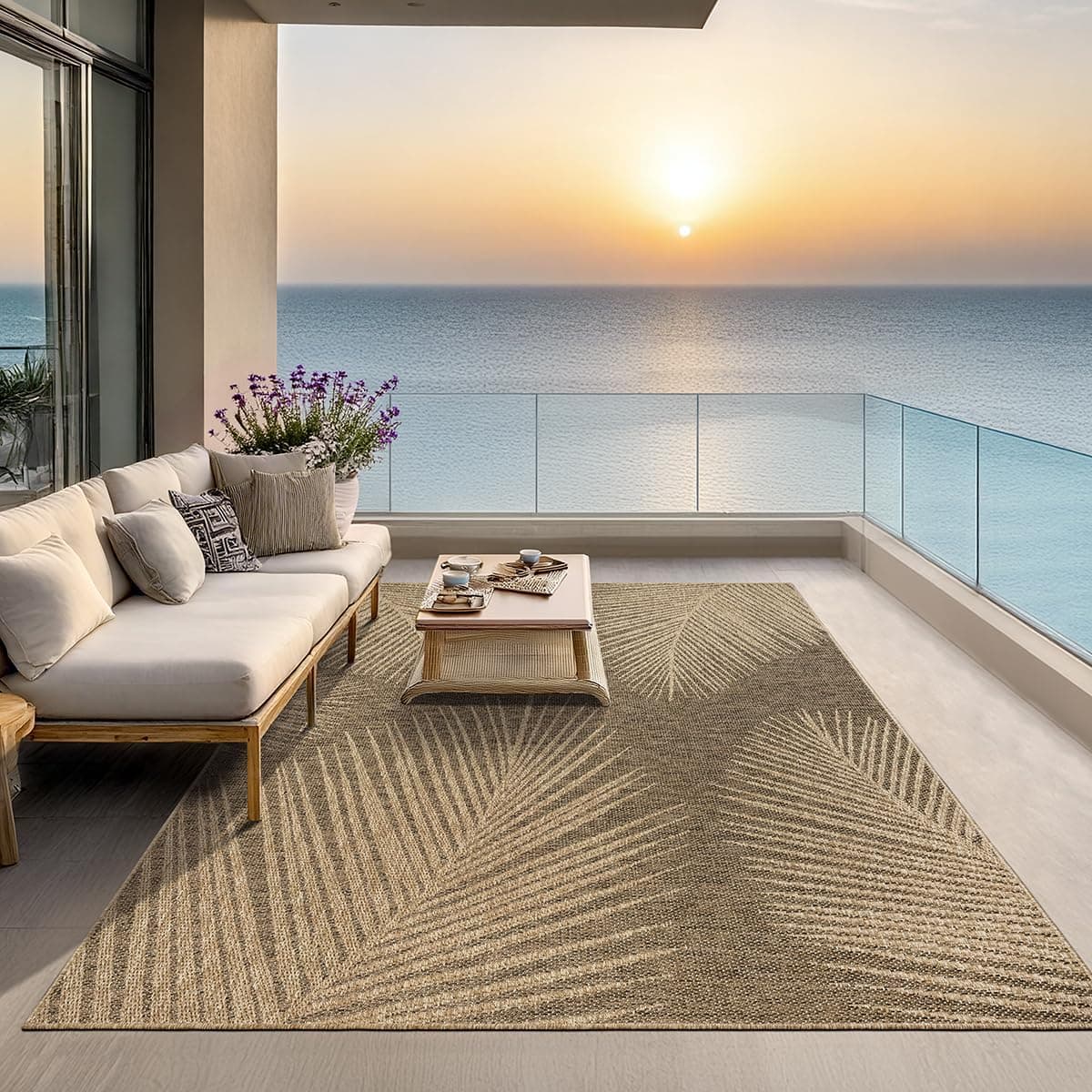 the carpet Kansas - Alfombra para Exterior e Interior con Aspecto de Yute Natural, Resistente a la Intemperie, Apta para Patio y jardín, Naturaleza, 60 x 90 cm