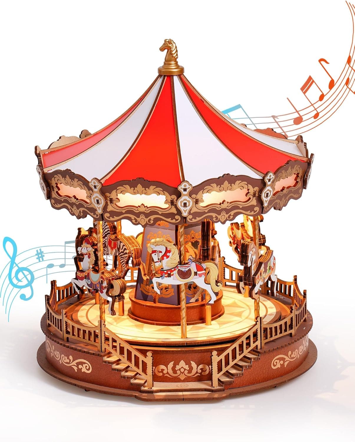 ROWOOD Carrousel Puzzle 3D De Madera, Modelo De Caja De Música para Armar, Maquetas para Construir Adultos, San Valentín O Cumpleaños. Ideal para Adultos