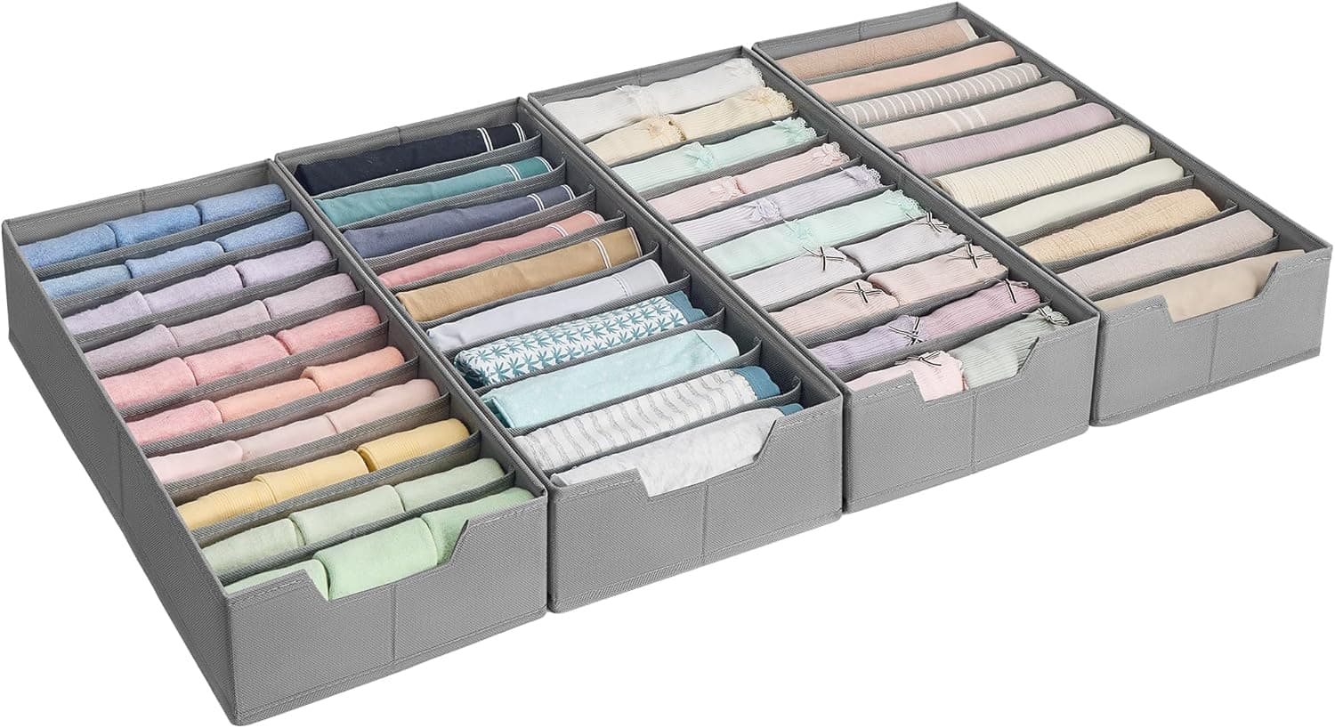 SONGMICS Juego de 4 Organizadores para Cajones de Ropa Interior, Plegables