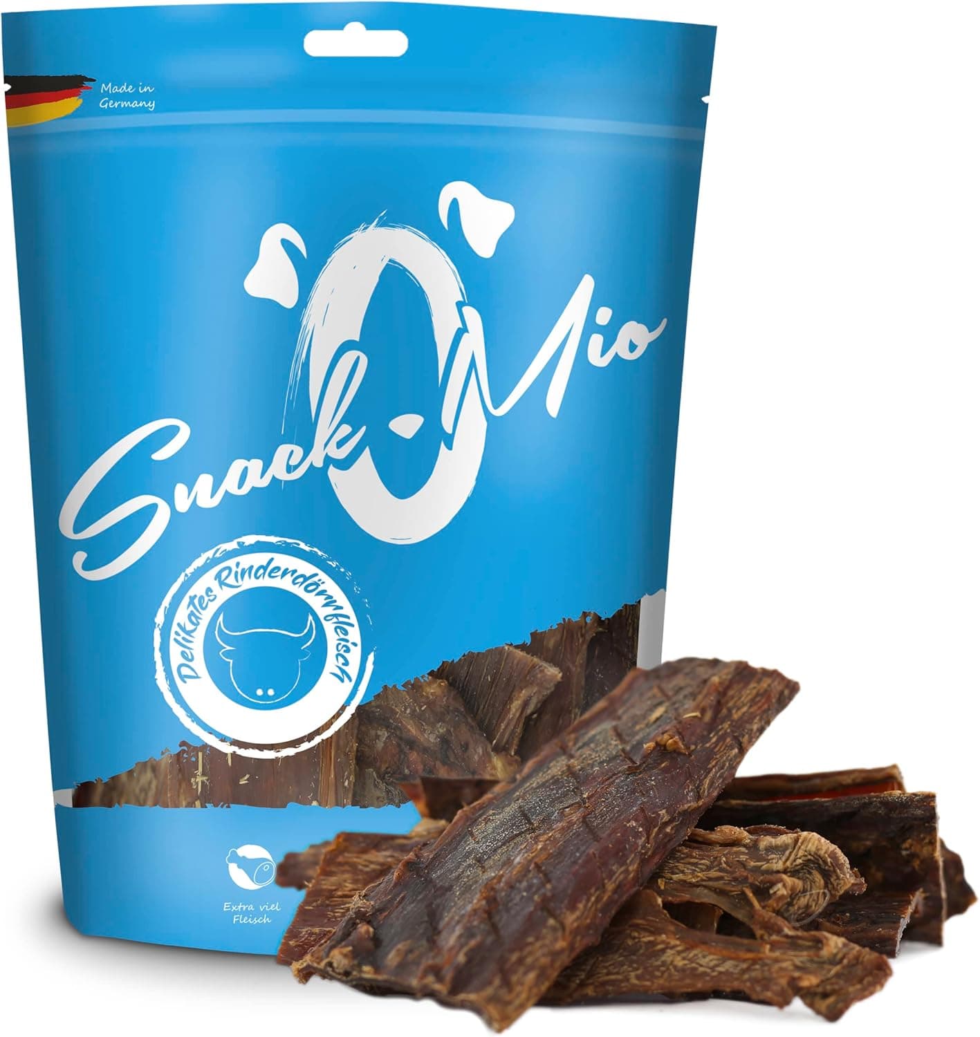 SnackOMio - Snack Premium para Perros - Deliciosa cecina de Buey, sin Cereales, 1 Pack (1 x 600g)