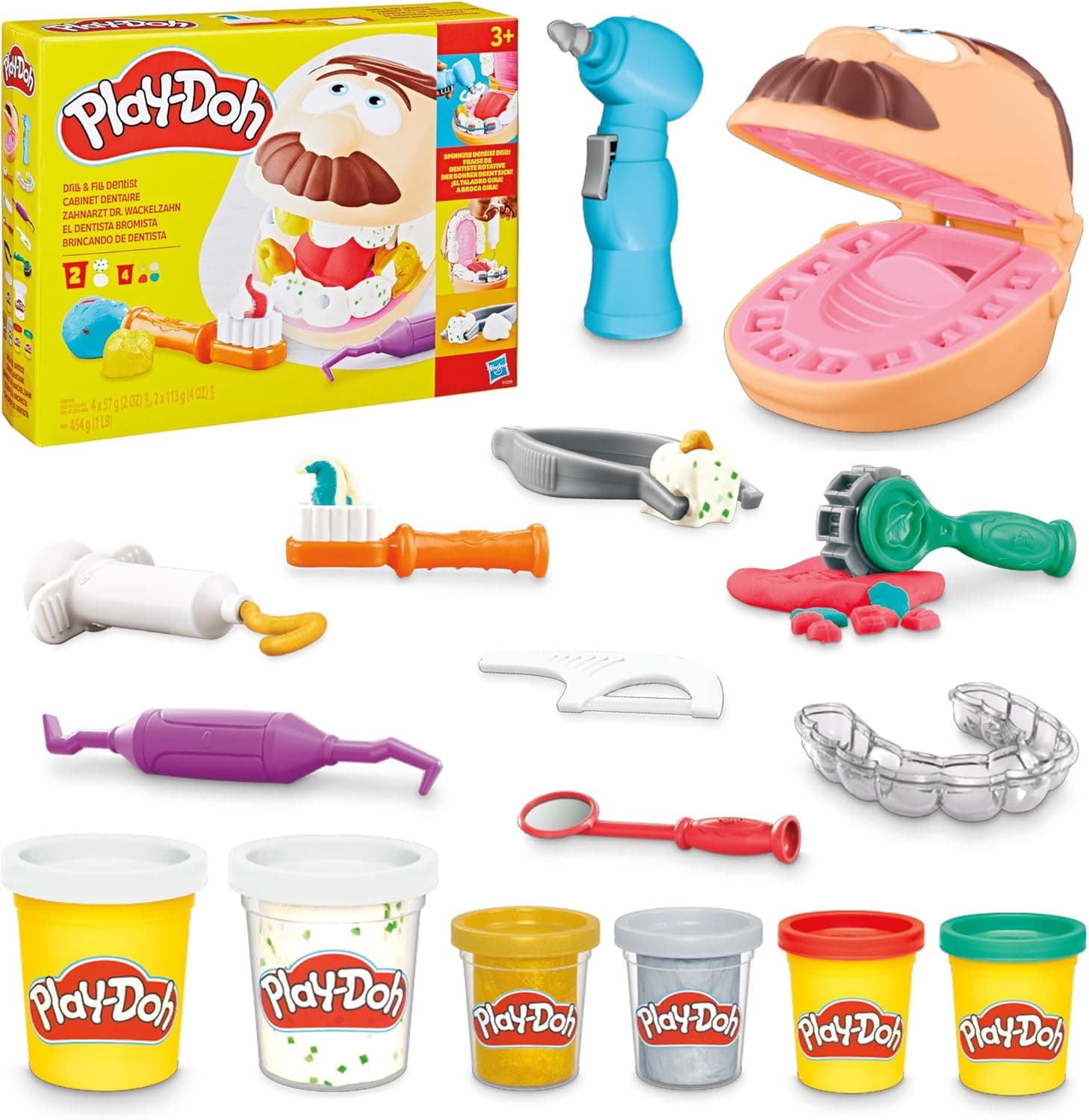 Play-Doh F1259 Juguete El Dentista Bromista, Niños a Partir 3 años, Plastilina No Tóxica, Colores Surtidos, 8 Botes, Manualidades Infantiles