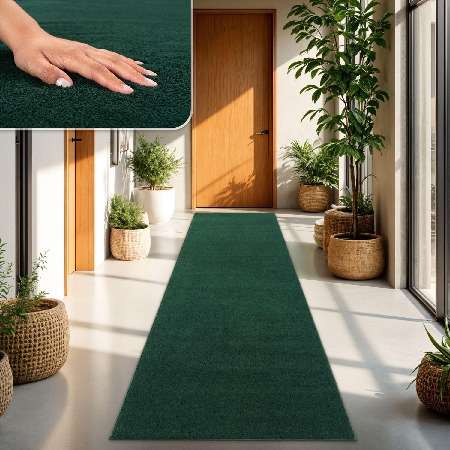 TT Home Alfombra Salón Verde 60x100 cm Lavable y Pelo Corto