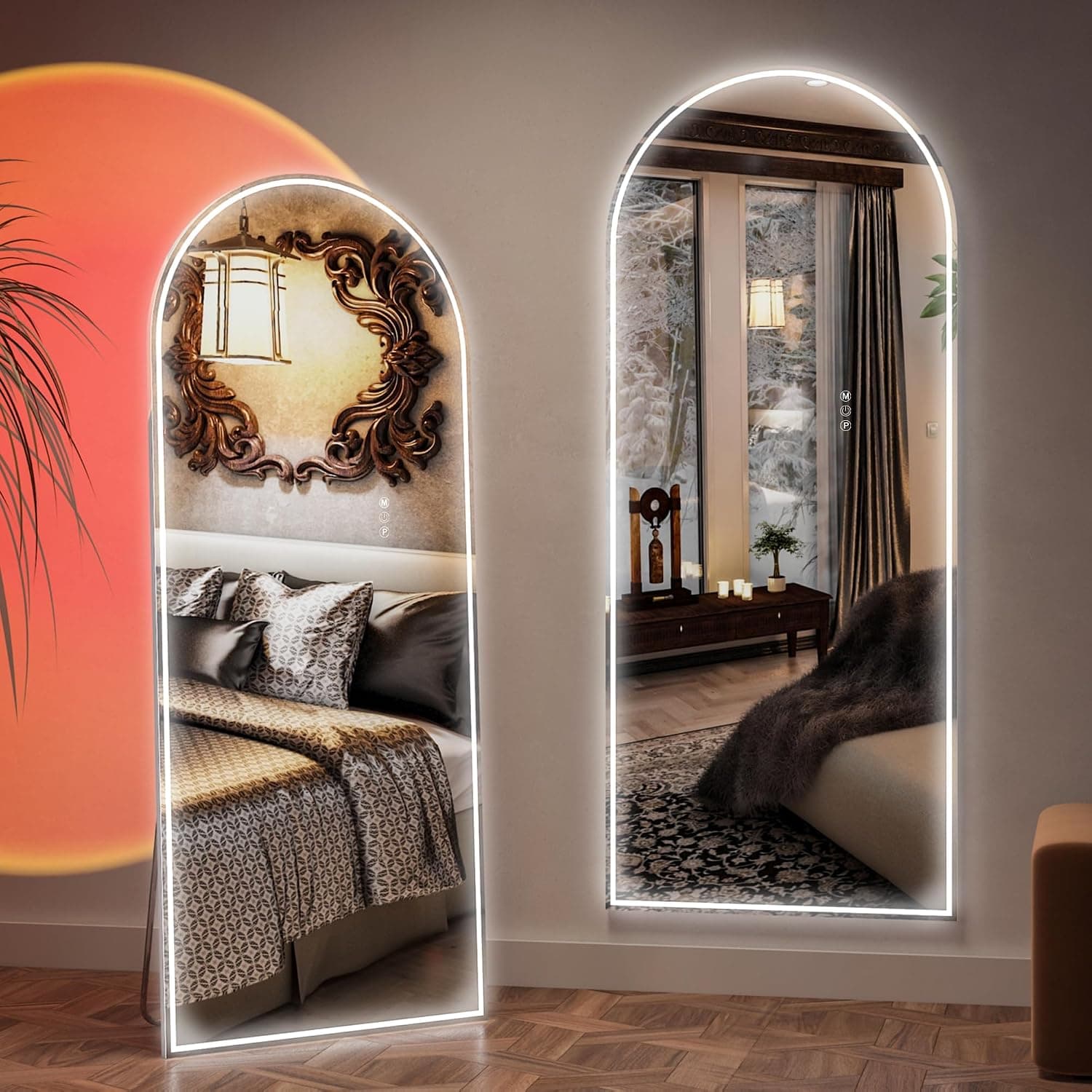 Espejo LED de cuerpo completo con luz, iluminado, para vestidor, vanidad, dormitorio, atenuación y 3 modos
