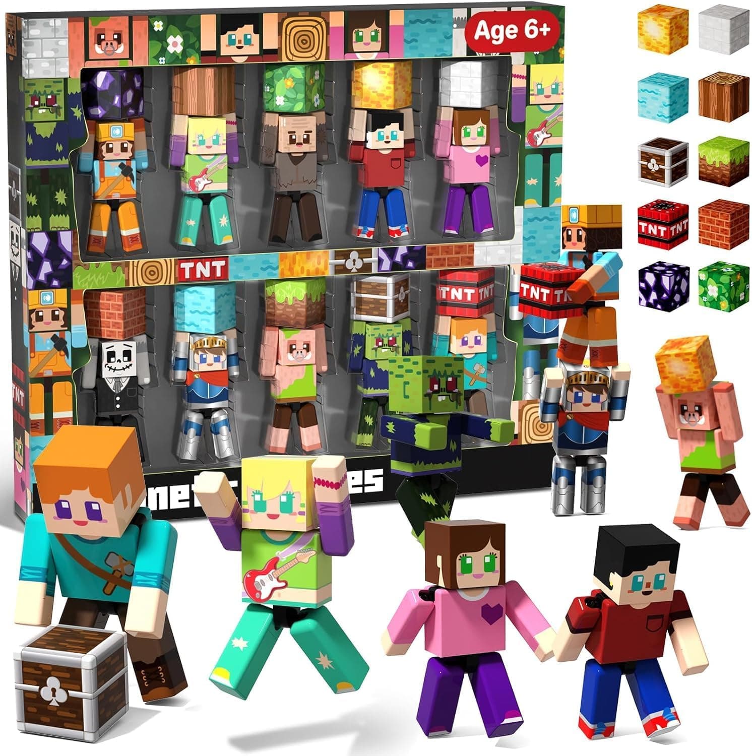 Bloques Magnéticos Construcción Niños (Set 20 Piezas): 10 Personajes Figuras y 10 Cubos Magnéticos, Juegos Montessori Educativos, Imanes de Construcción, Regalo para Niños y Niñas 3 4 5 6 Años