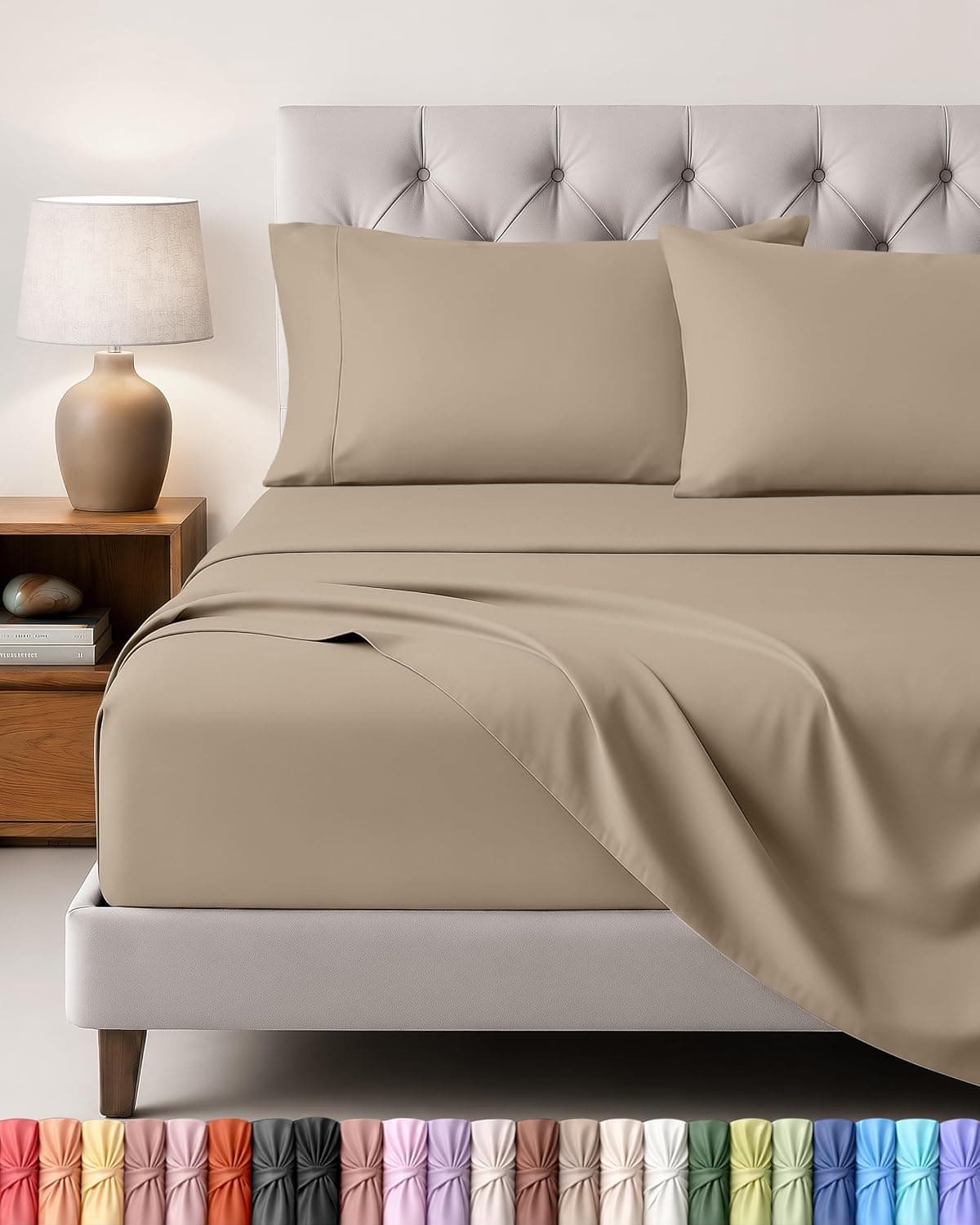 Utopia Bedding Juego de Sabanas 4 Piezas, 135x190cm, Arena