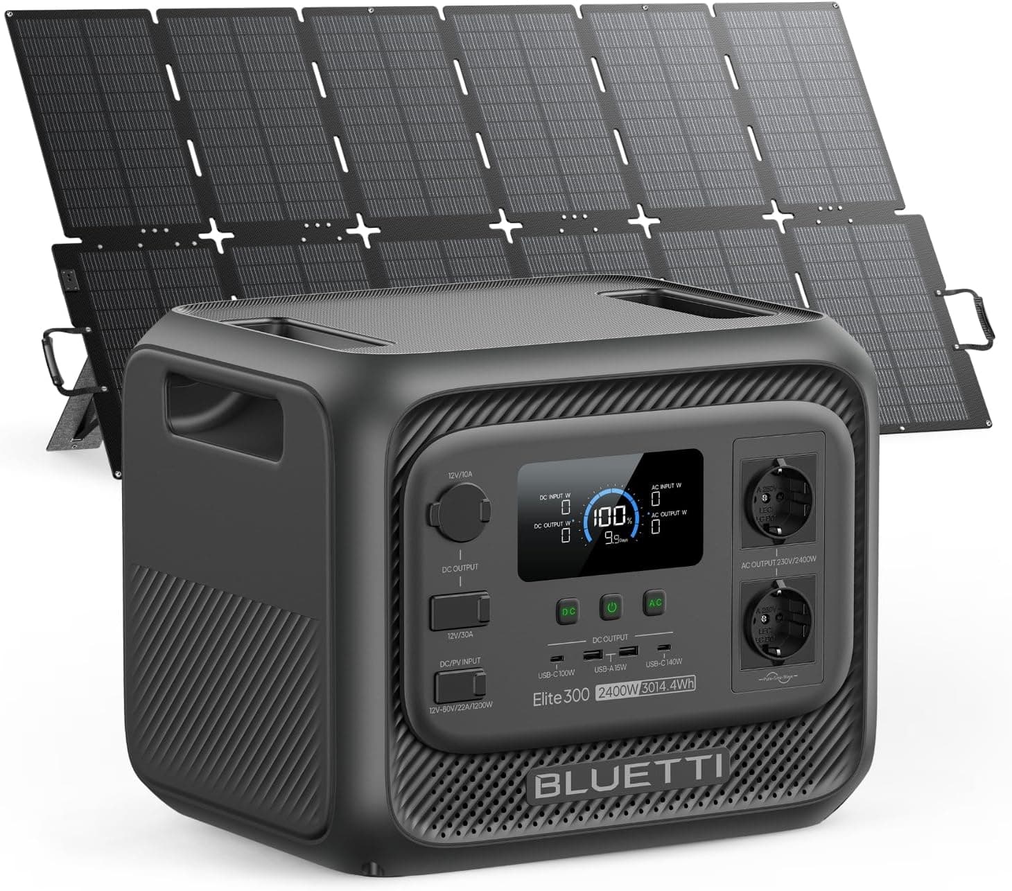 BLUETTI Elite 300 Estación de Energía Portátil 3014,4Wh y Panel Solar 500W