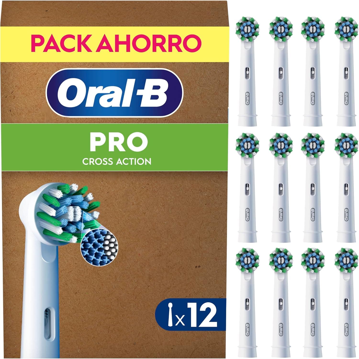 Oral-B Pro CrossAction Cabezales de Recambio Originales, Blanco, Pack de 12