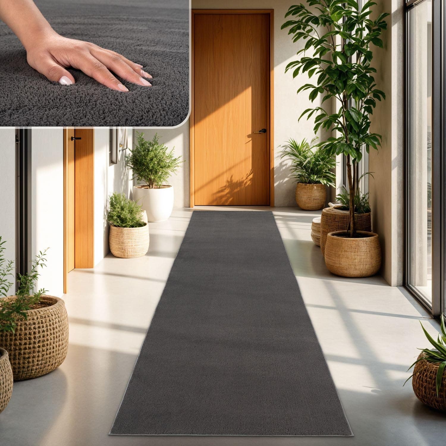 TT Home Alfombra Salón Antracita 60x100 cm Lavable y Pelo Corto