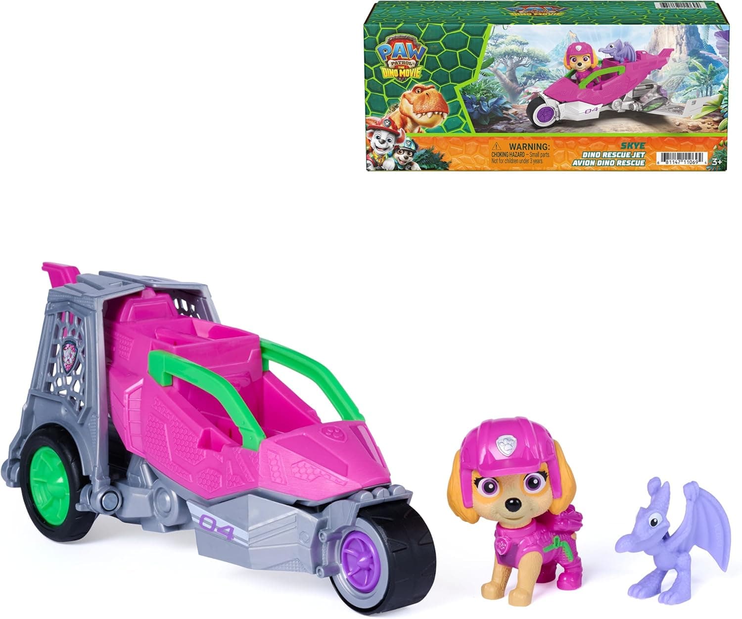 Paw Patrol Patrulla Canina Dino Movie Rescue Jet Skye con 2 Figuras
