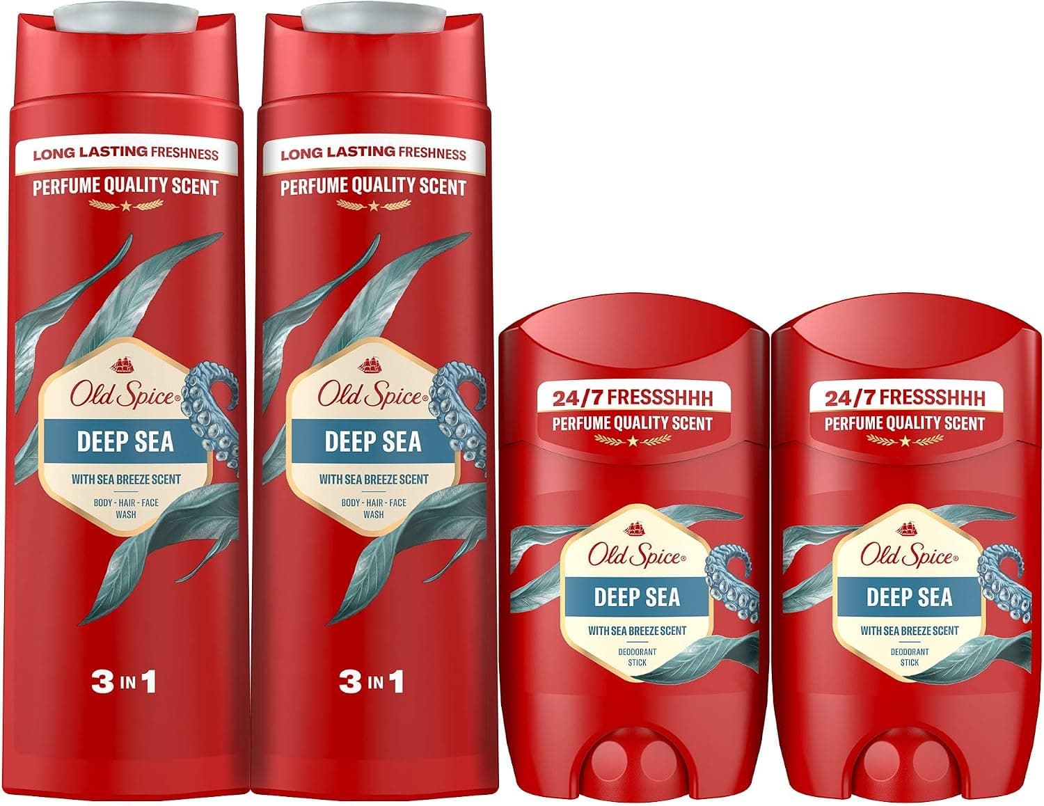 Old Spice Deep Sea Desodorante Barra Hombre 2x50ml + Gel y Champú 2x400ml