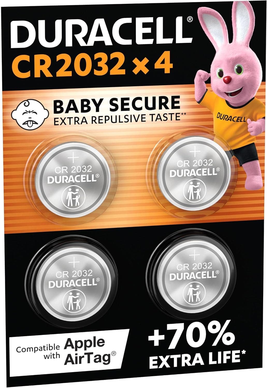DURACELL 2032 Pilas de Botón de Litio (Paquete de 4) 3V, CR2032