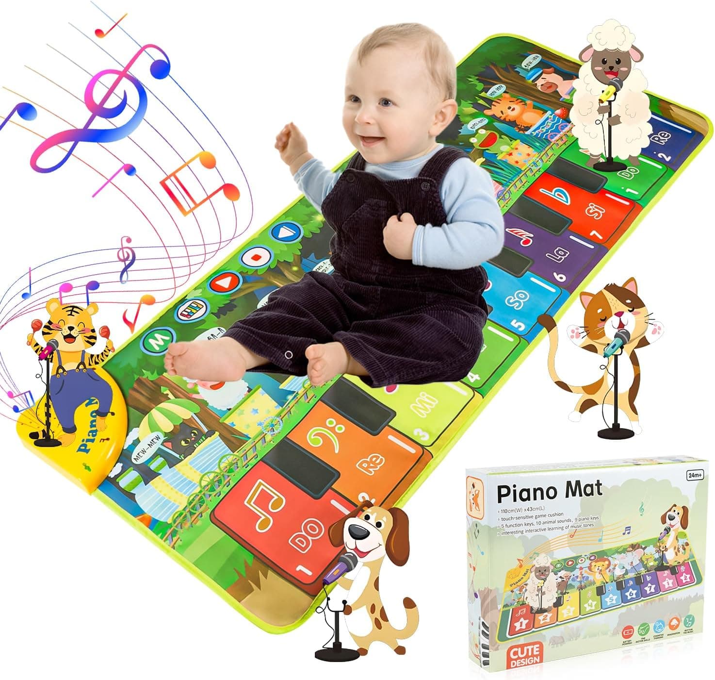 Carehabi Alfombra Musical Piano bebé Juguetes Niños 1 Año Regalo Bebe 1 Año con 19 Canciones y 9 Teclas de Piano Juguetes Bebe para Regalos de Año Nuevo Cumpleaños Navidad