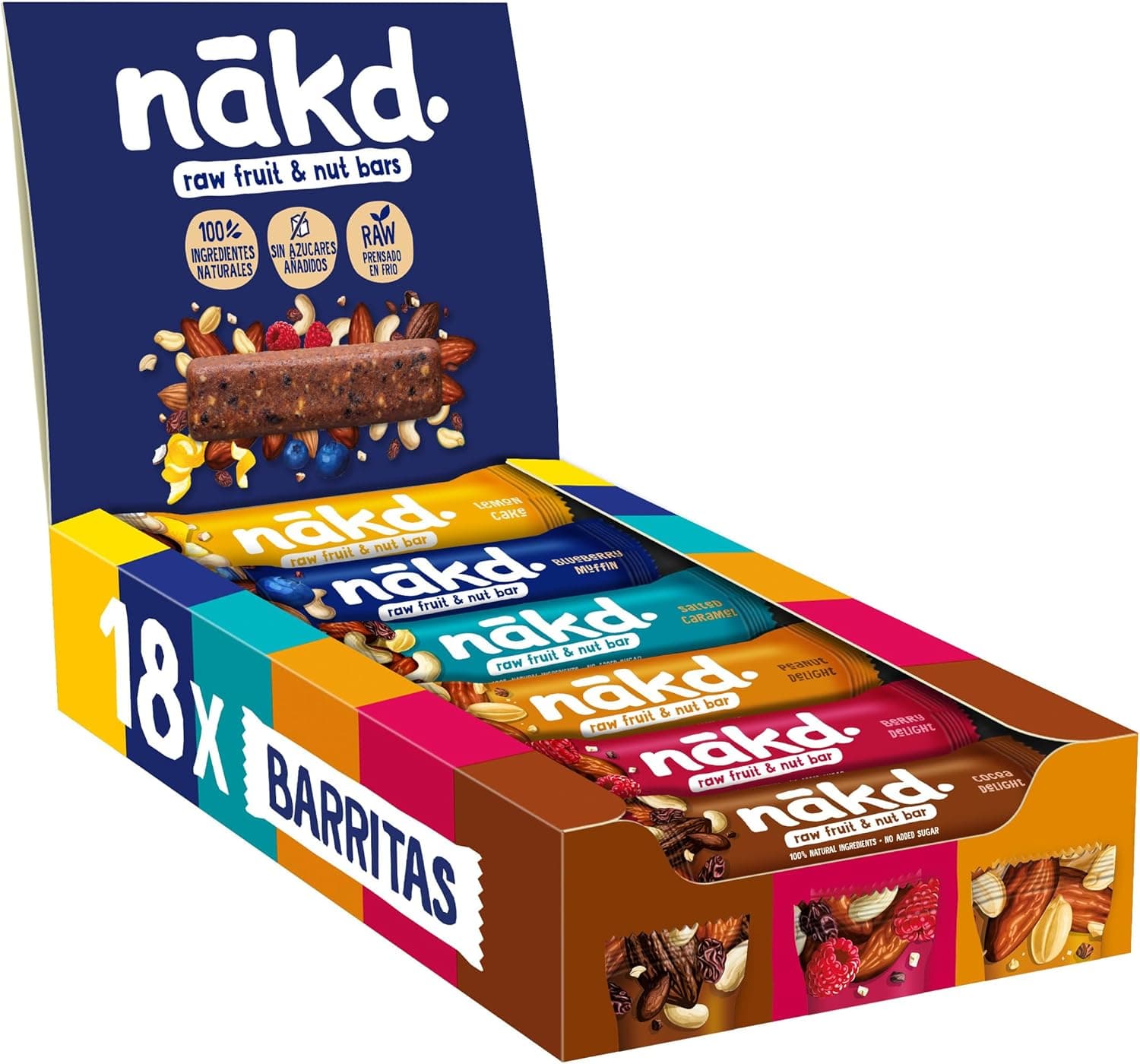 Nākd. Pack Multisabores | Barritas Raw de Fruta y Frutos Secos | 18 x 35g