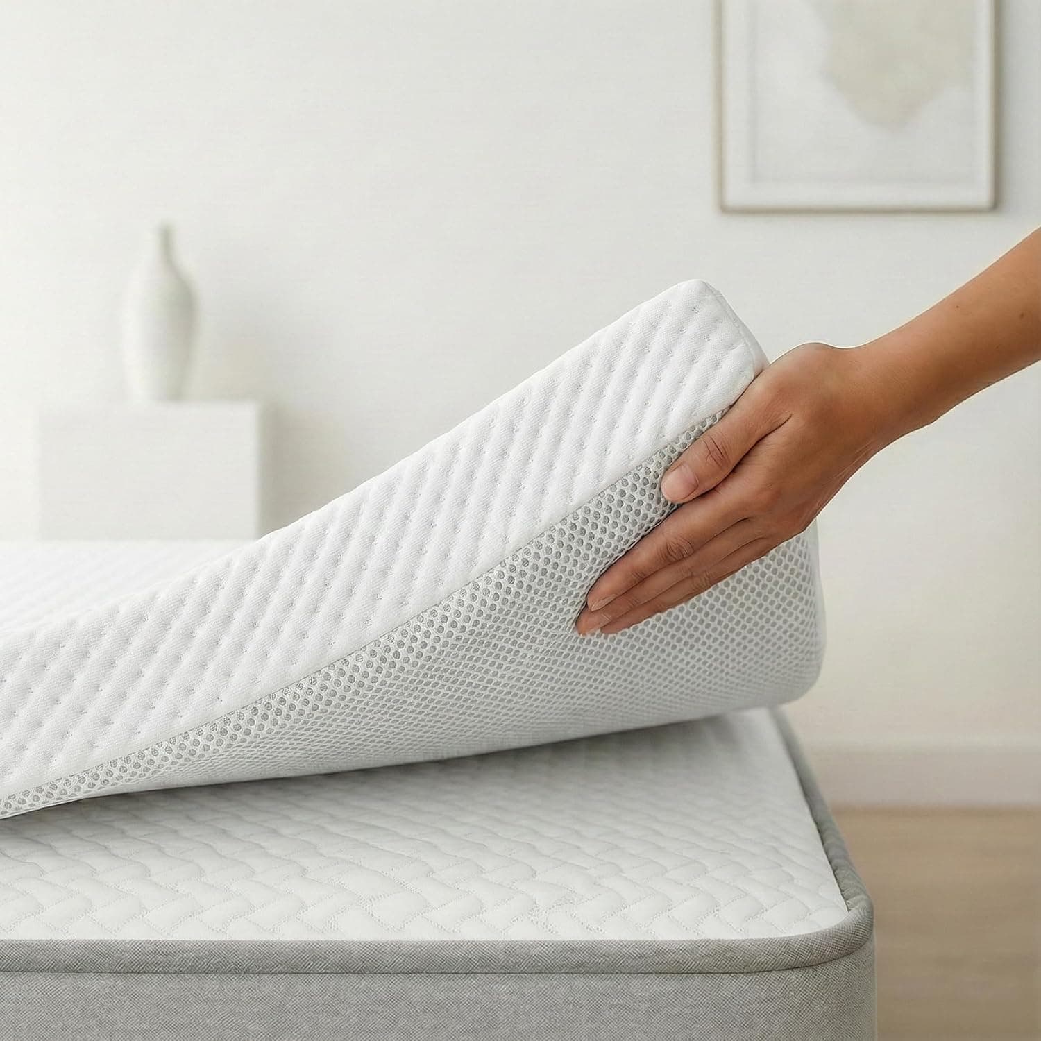 Topper Viscoelástico 105x190 cm – Grosor 7 cm | Fabricado en España | Alivia la Presión | Reduce la Tensión Corporal | 100 % Viscoelástica | Funda Transpirable Desenfundable y Lavable | CertiPUR