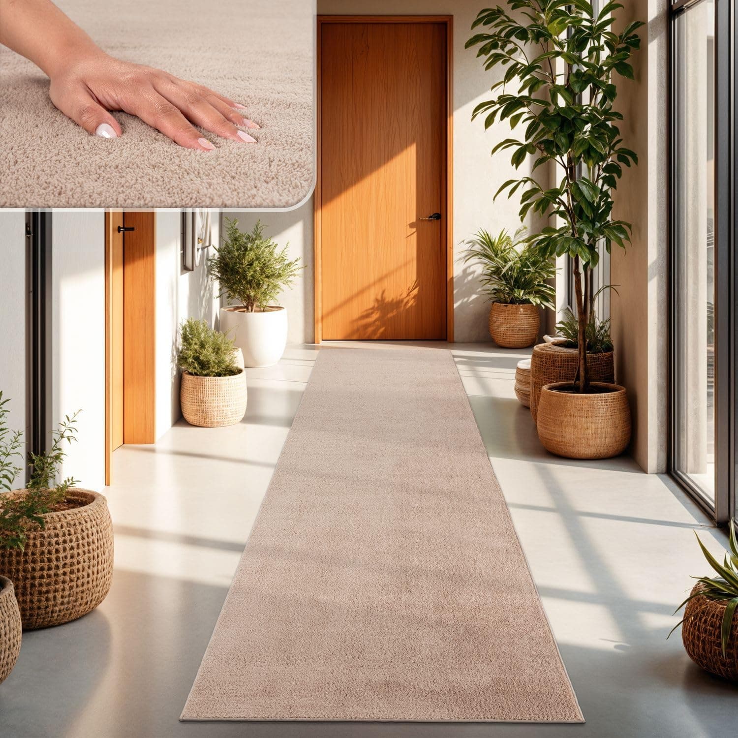TT Home Alfombra Salón Beige 60x100 cm Lavable y Pelo Corto