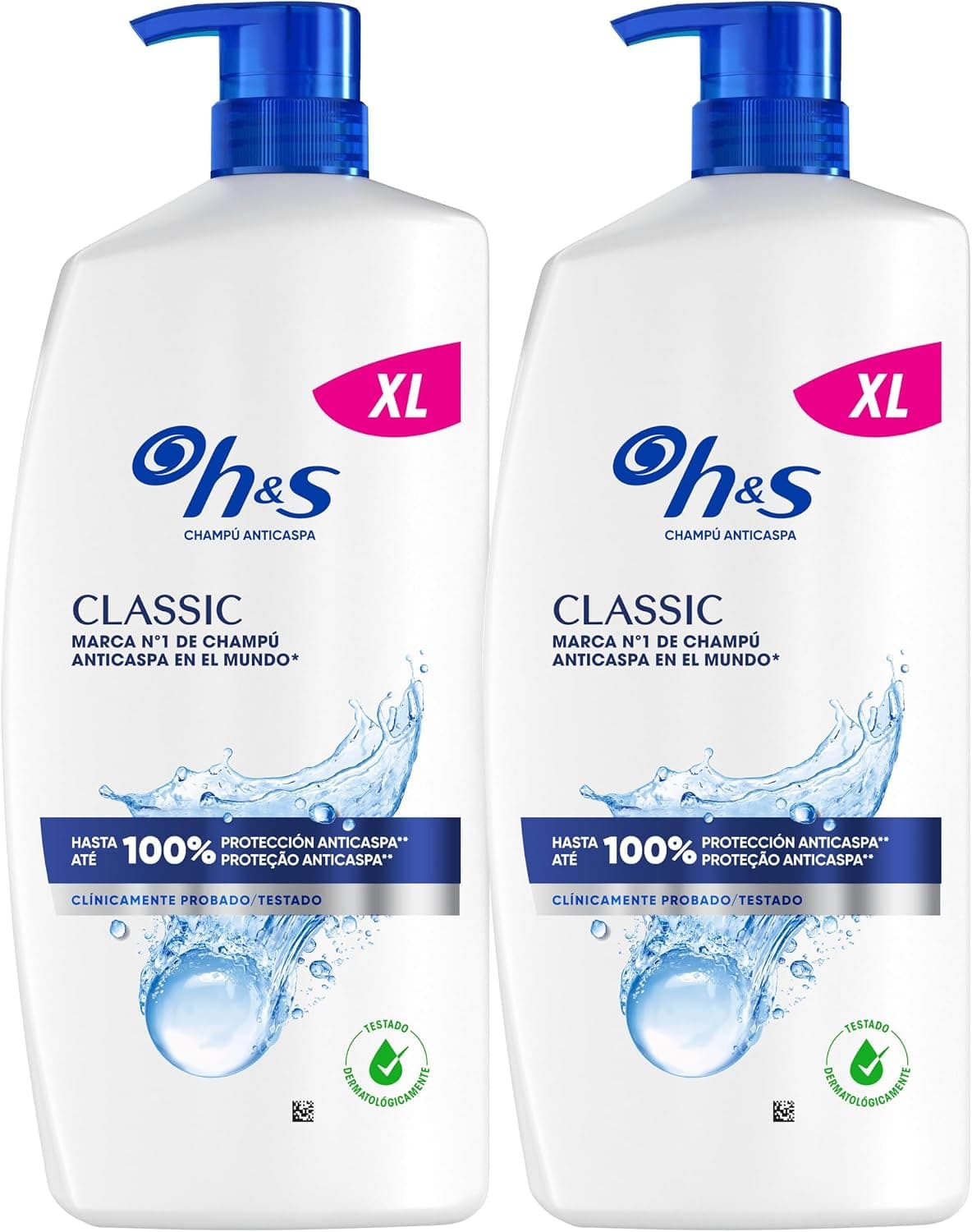 H&S Classic Champú Anticaspa, Todo Tipo de Pelo y Cuero Cabelludo, 2x800ml