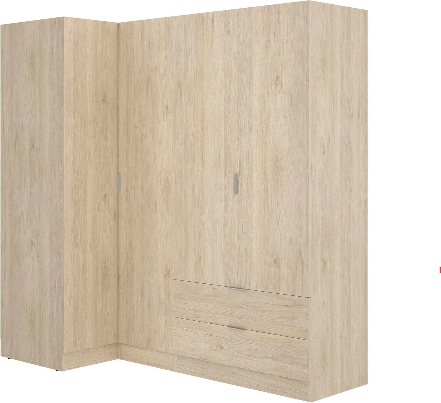 DEKIT GRUPO RIMOBEL Essen Armario de rincón con cajones - Roble Natural - 184 cm (Alto) x 91 cm (Ancho) x 174cm (Prof.)