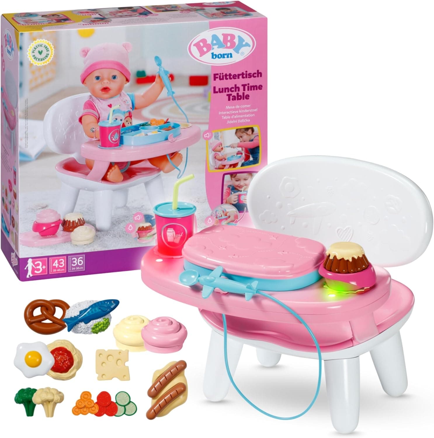BABY born Mesa Lunch Time con luz y Sonido para muñecas 43 cm