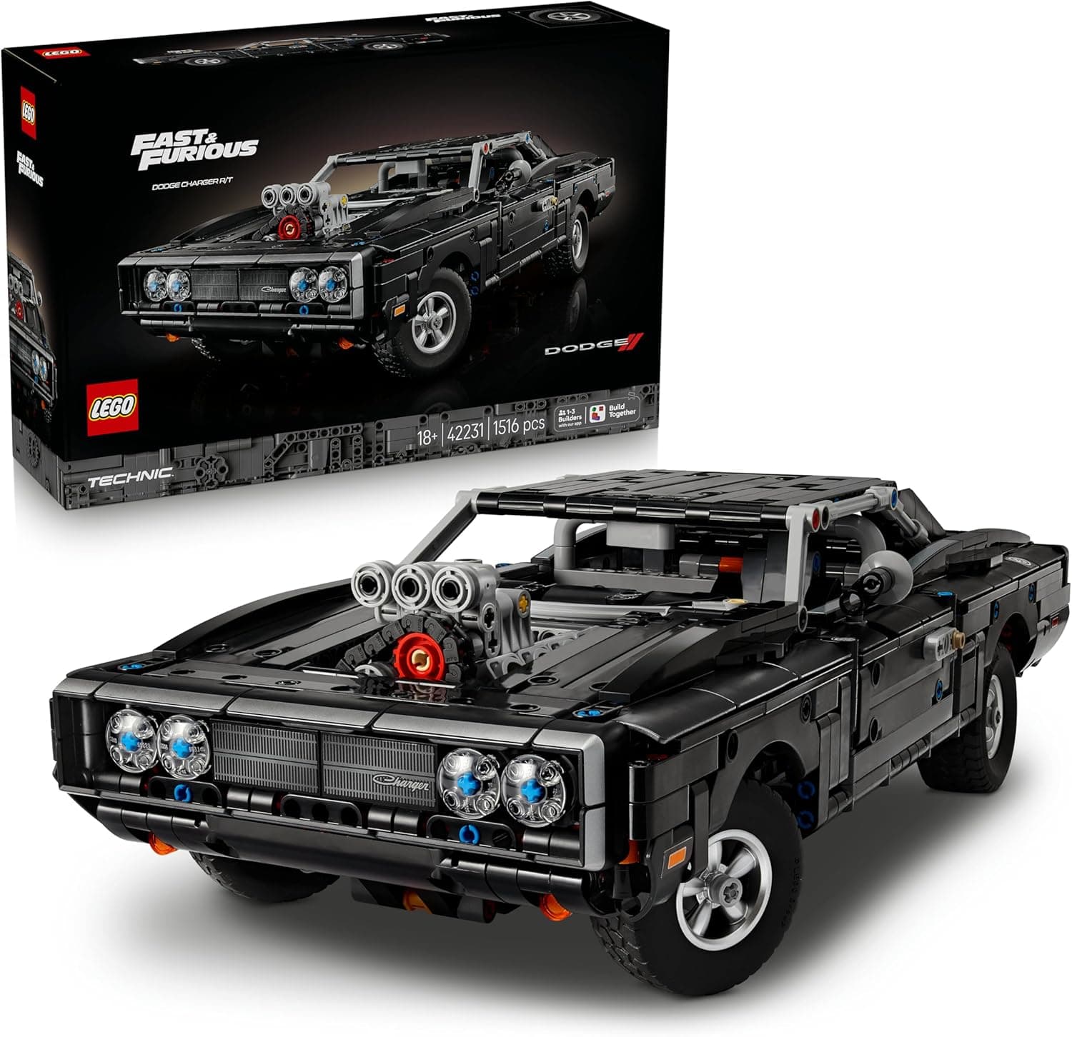 LEGO Technic Coche Dodge Charger R/T de Fast and Furious - Kit de Maquetas para Adultos - Set Stem Coleccionable con Motor V8 y Suspensión - Regalo para Hombres y Mujeres Fans de la Película - 42231