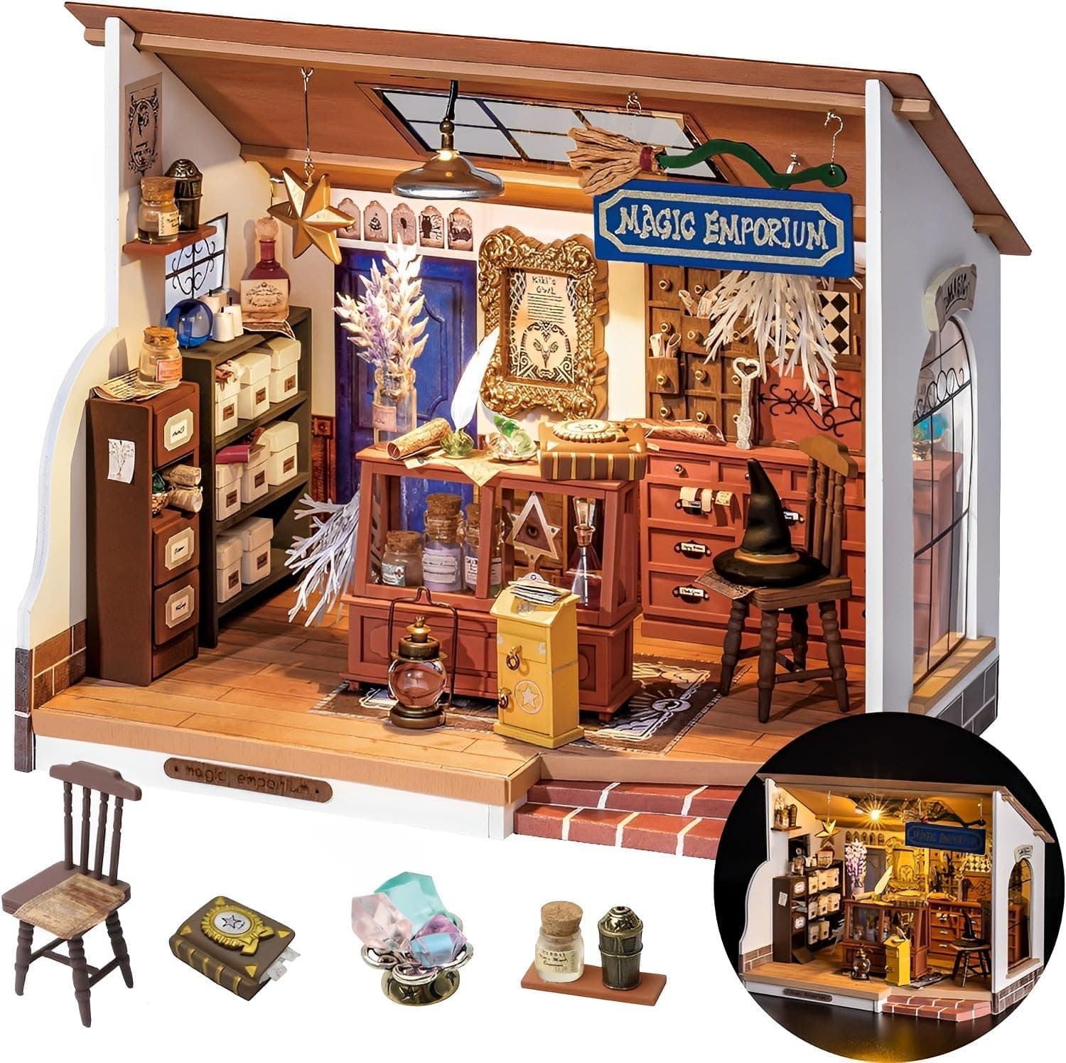 Rolife Maquetas para Construir Adultos El Emporio mágico de Kiki,DIY Casa de Mininaturaleza,Kit Manualidades Adultos,Regalo Personalizado Profesora Mujer Hombre(DG155)