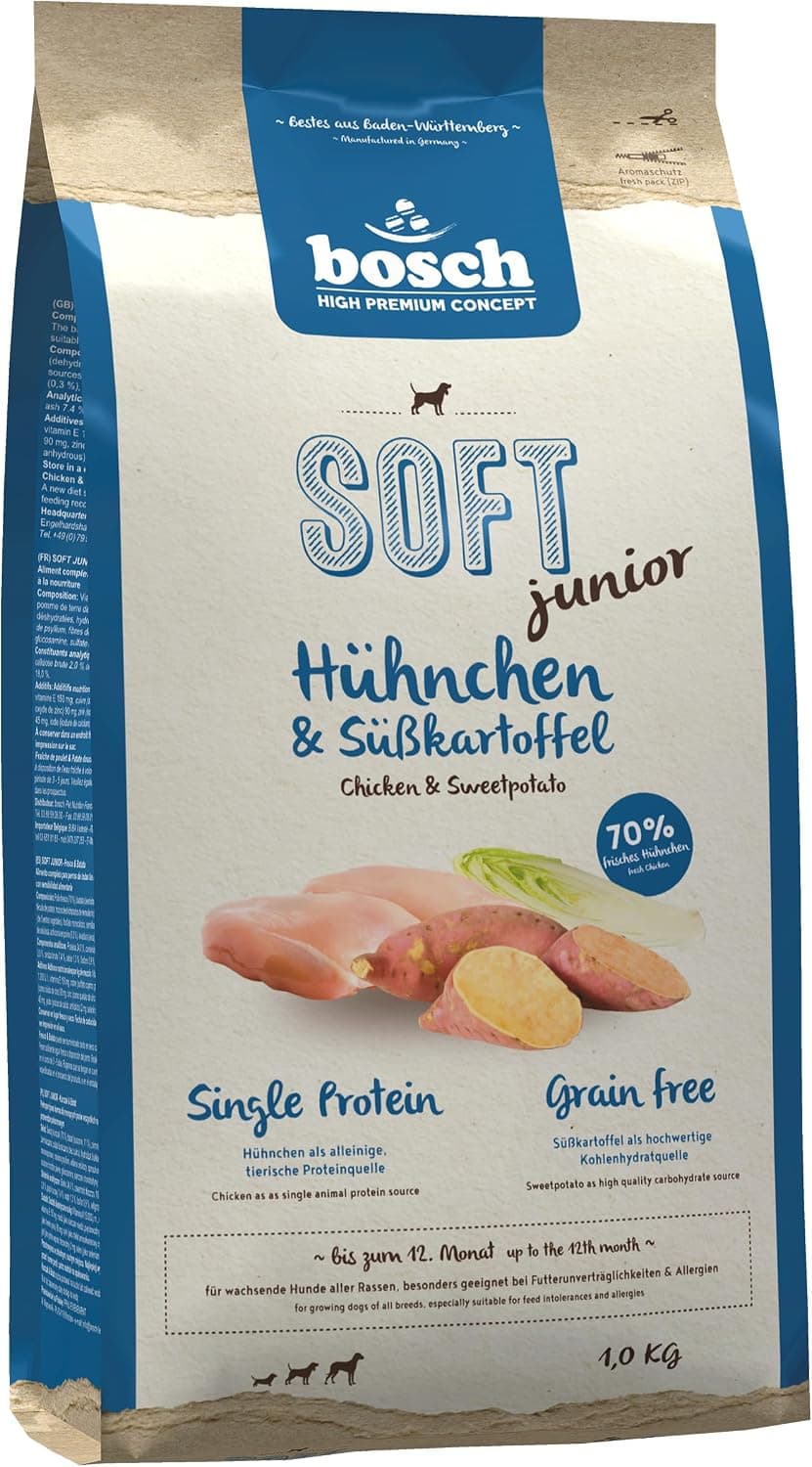 bosch HPC SOFT Junior Pollo y Batata | Alimento semi-húmedo para perros en crecimiento de todas las razas | Monoproteico | Sin cereales | 1 x 2,5 kg