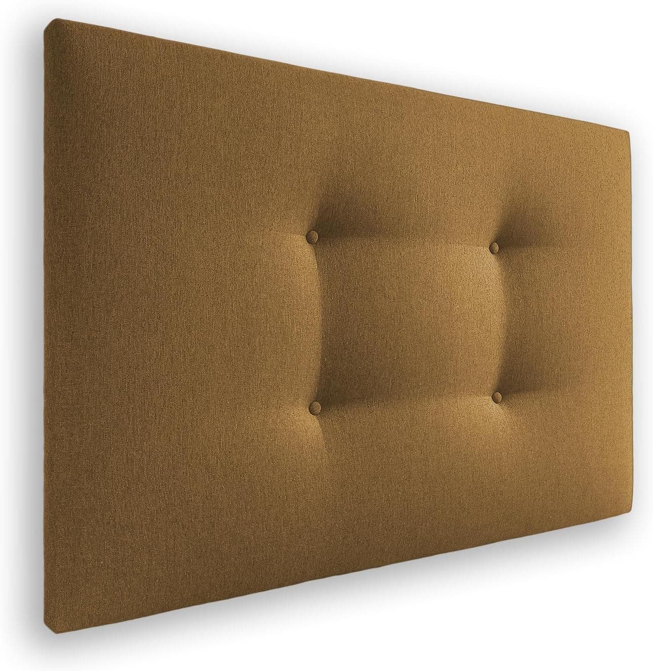 Silcar Home - Cabecero de Cama Carlo 105 Tejido Miel - Estructura de Madera, Tapizado en Polipiel, Diseño Moderno con Dos hileras Botones, Fácil Instalación - Tela Miel, 105 cm
