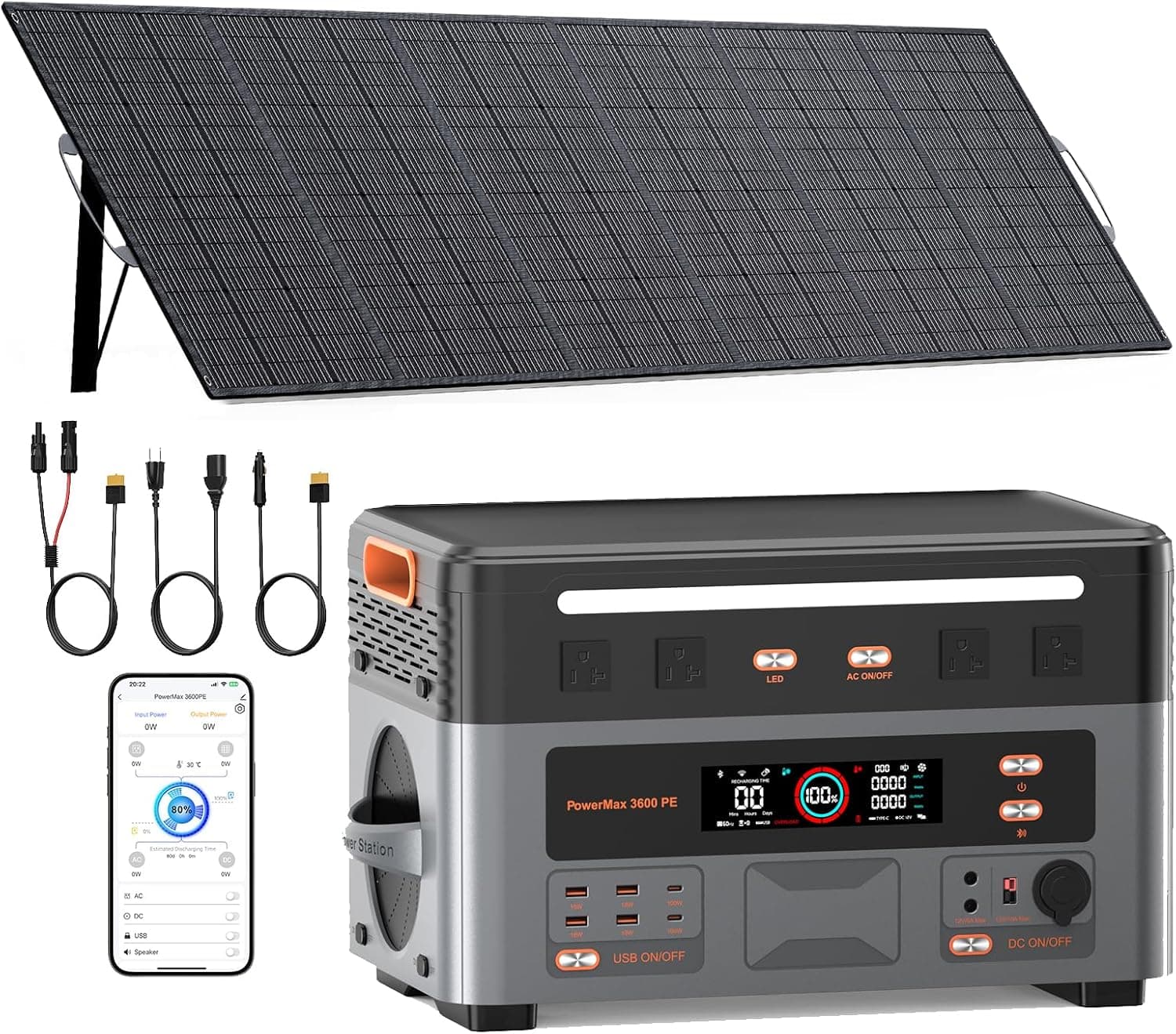 3600W (7200W Pico) 2016Wh Generador Solar con Panel 500W, PowerMax 3600PE