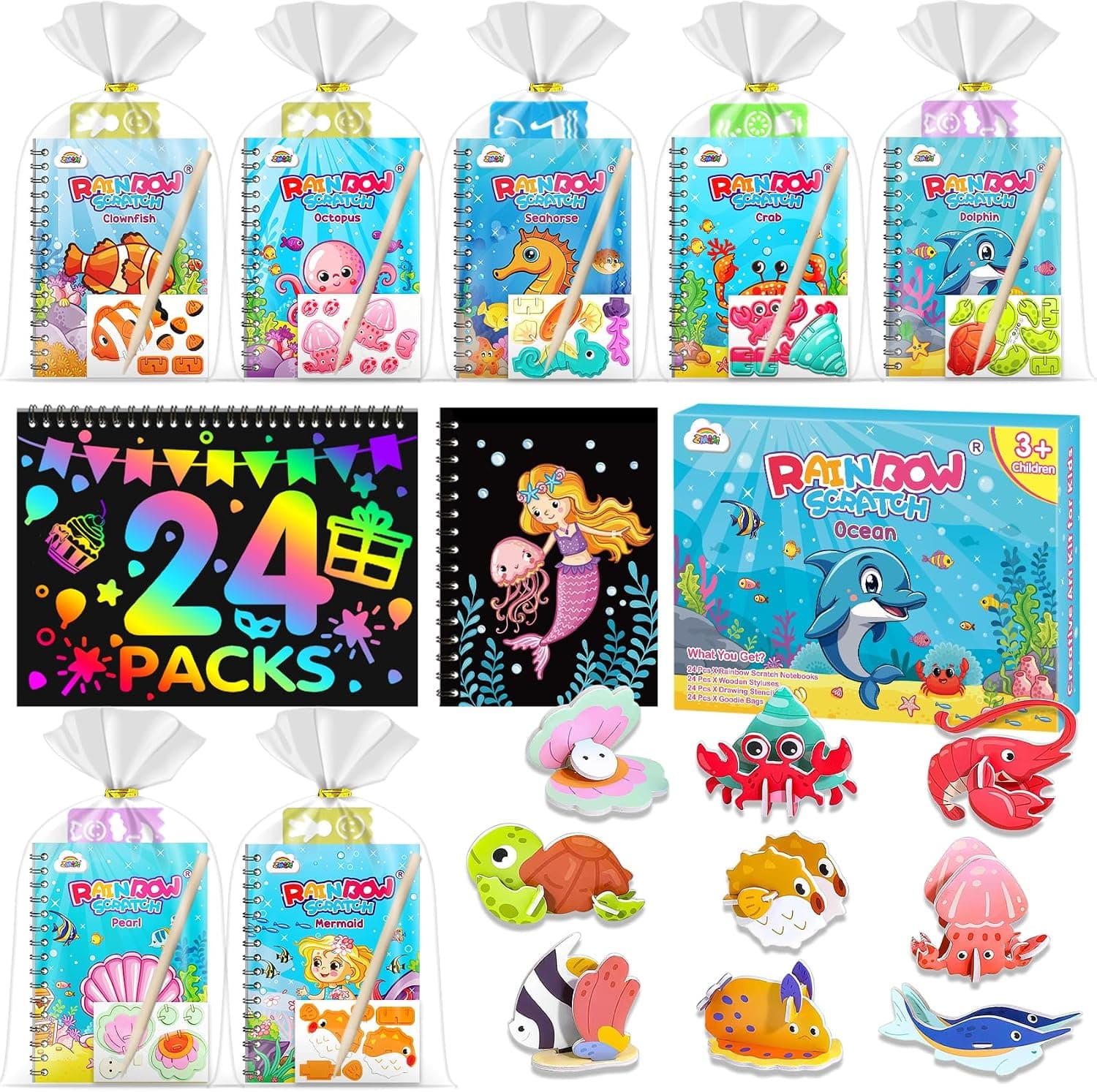 ZMLM Libros Scratch Kit , Detalles Cumpleaños Niños Alumnos 3 a 12 Años