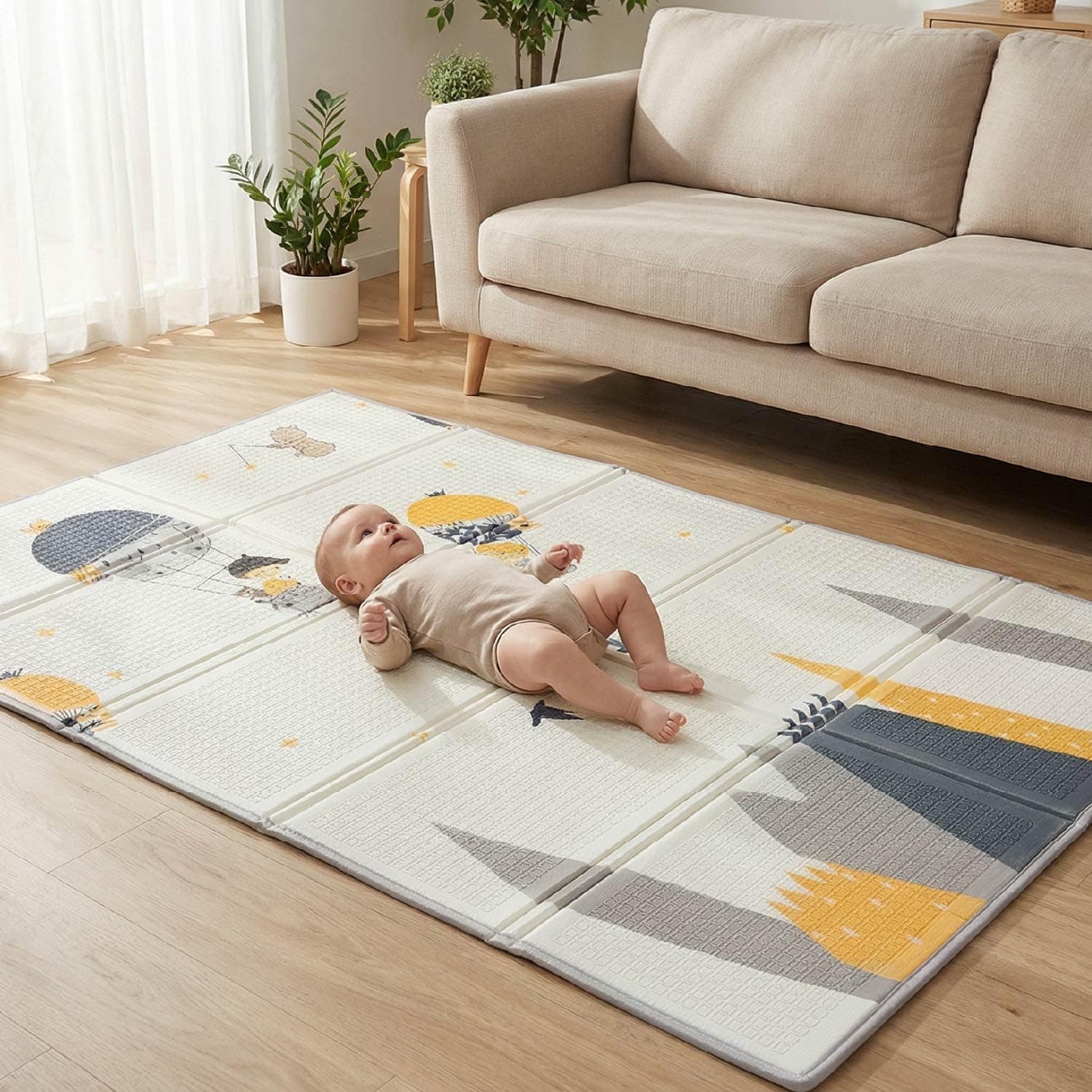 Alfombra Bebe Acolchada Plegable 180x120 cm | Tapete Actividades Bebe con Bolsa de Transporte | Colchoneta Suelo Reversible, Espuma XPE | Juegos Bebes Gateo