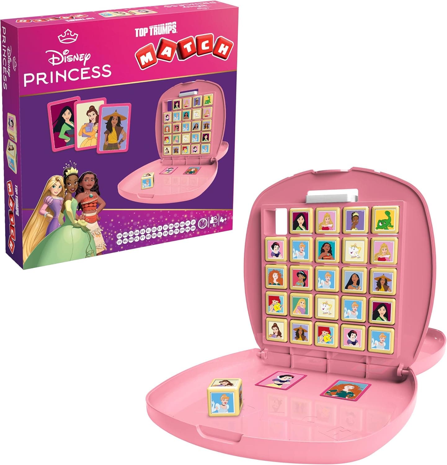 Top Trumps Match Disney Princesas Juego De Mesa Infantiles, Conecta 5 Dados Iguales En Tu Propio Tablero, Juego De Memoria 4 Años, para 2 Jugadores