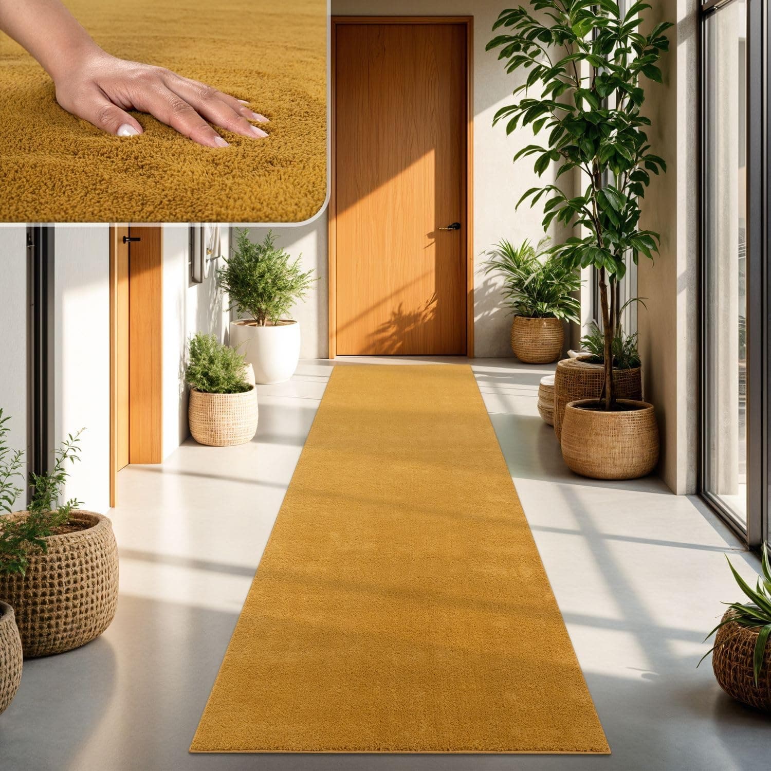 TT Home Alfombra Salón Amarillo 60x100 cm Lavable y Pelo Corto