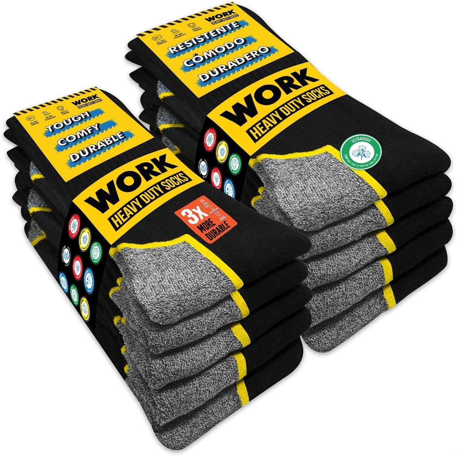 SOXCO 10 Pares Calcetines de Trabajo Hombre WORK Socks