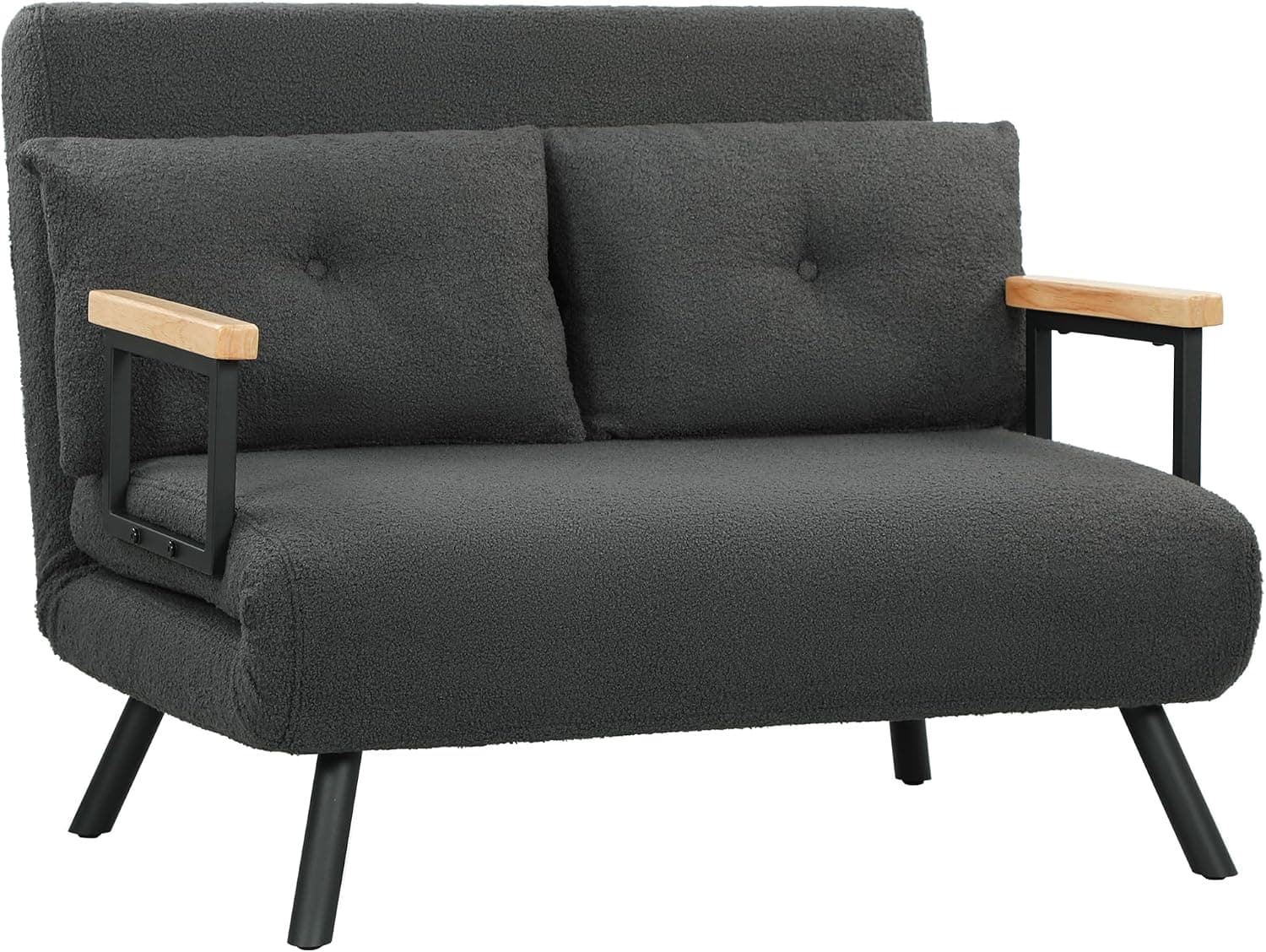 HOMCOM Sofá Cama de 2 Plazas 4 en 1 de Borreguito 102x73x81 cm Gris Oscuro