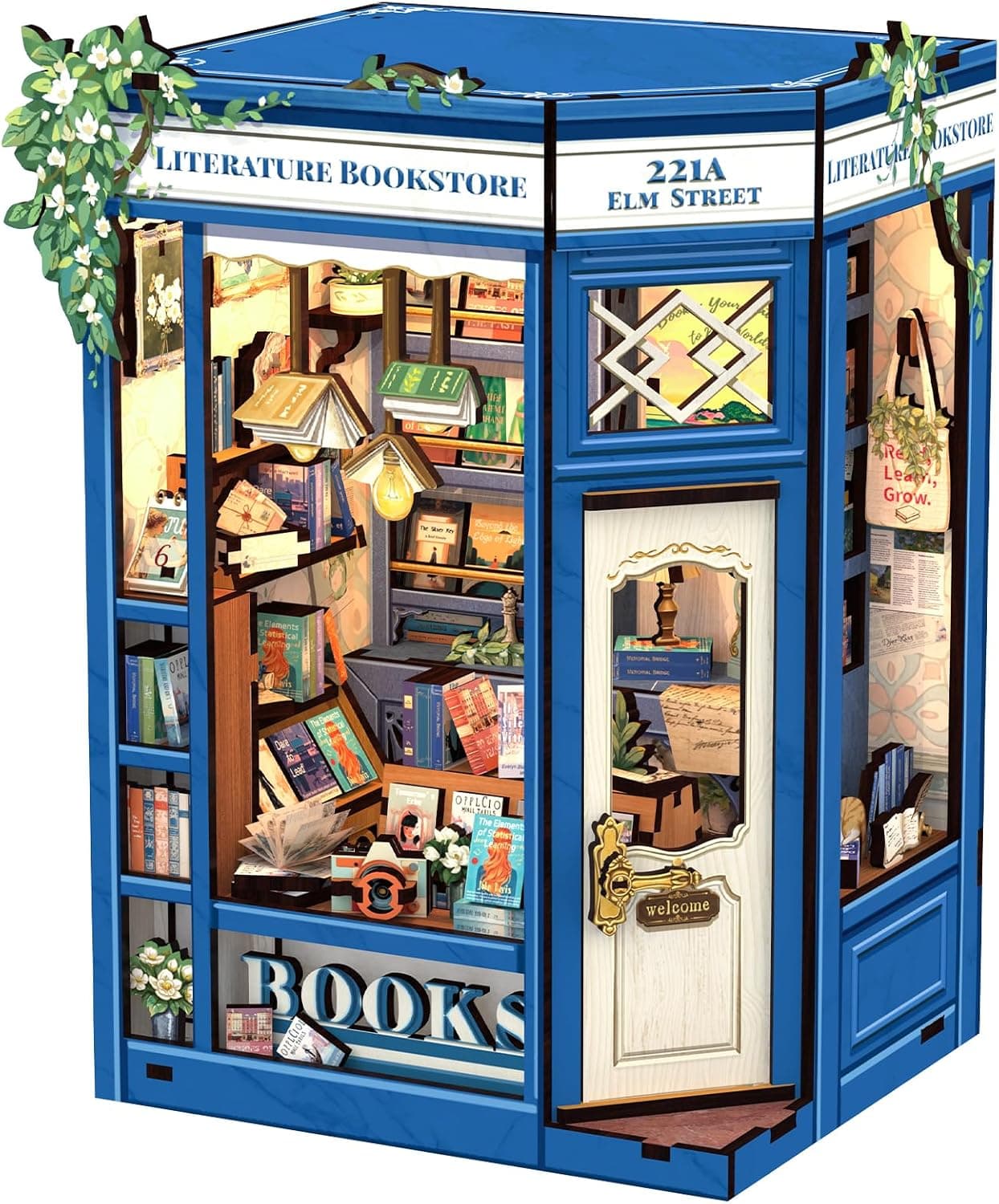 Cutefun Book Nook Kit - DIY Miniatura Dollhouse Kit - Casas de muñecas con iluminación LED para Adolescentes y Adultos (Literature Bookstore)