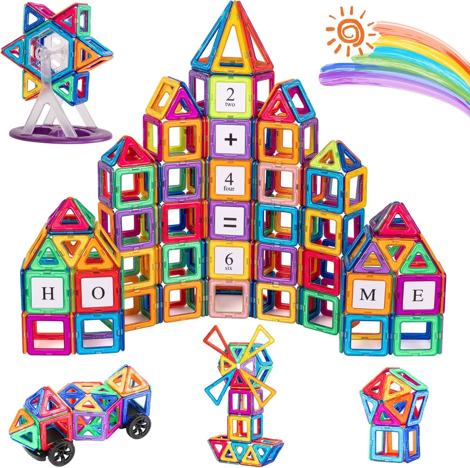 Bloques de Construcción Magnéticos 122PCS, Construcciones Magnéticos Niños