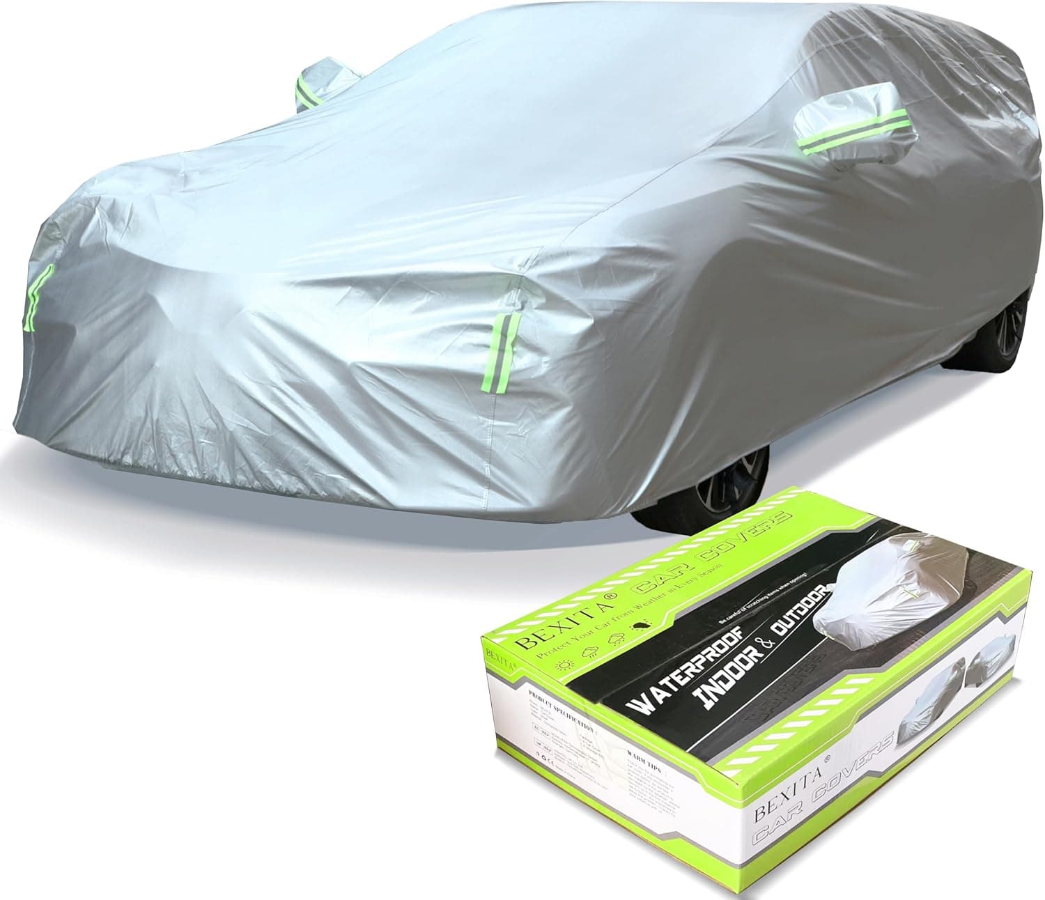 Funda Coche Funda para Coche de Impermeable Fundas Coche Exterior A Prueba de Polvo A Prueba de Nieve Protección UV para Wagon Longitud (hasta 490cm)