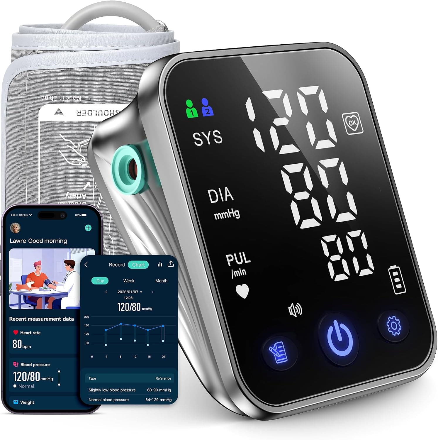 Runstar Tensiómetro de brazo para con app iOS y Android 2 Usarios