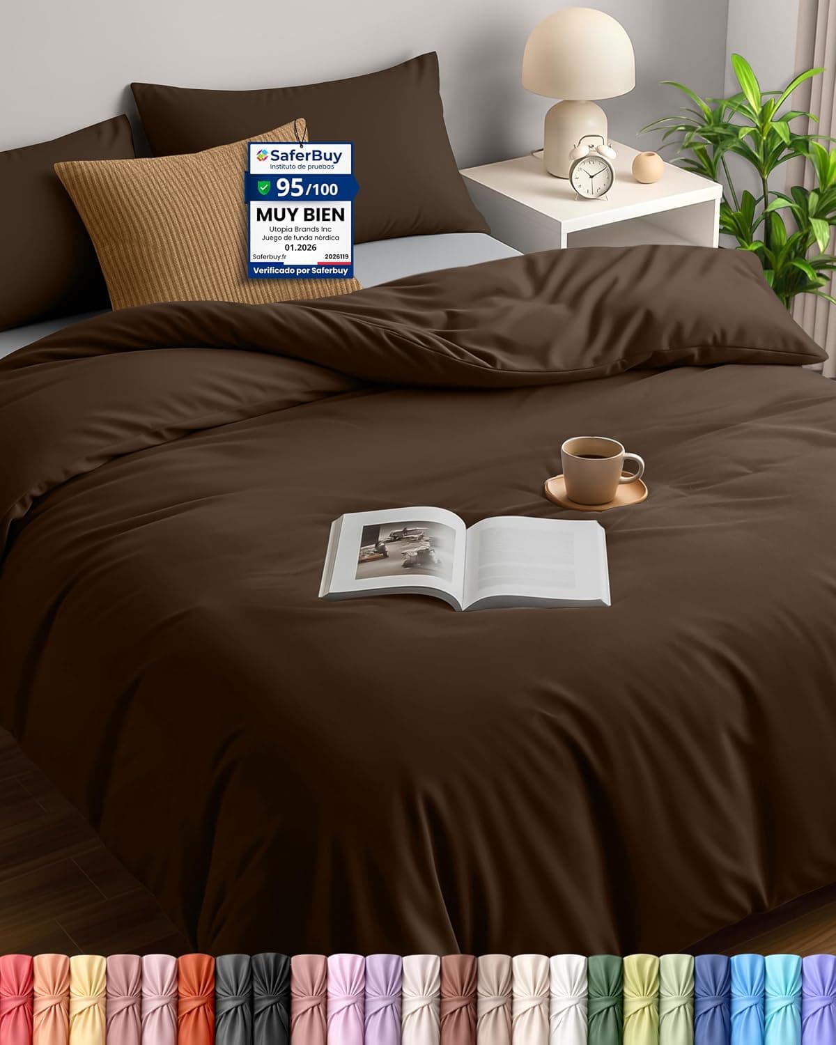 Utopia Bedding Funda Nordica Cama 105 200x200, Marrone