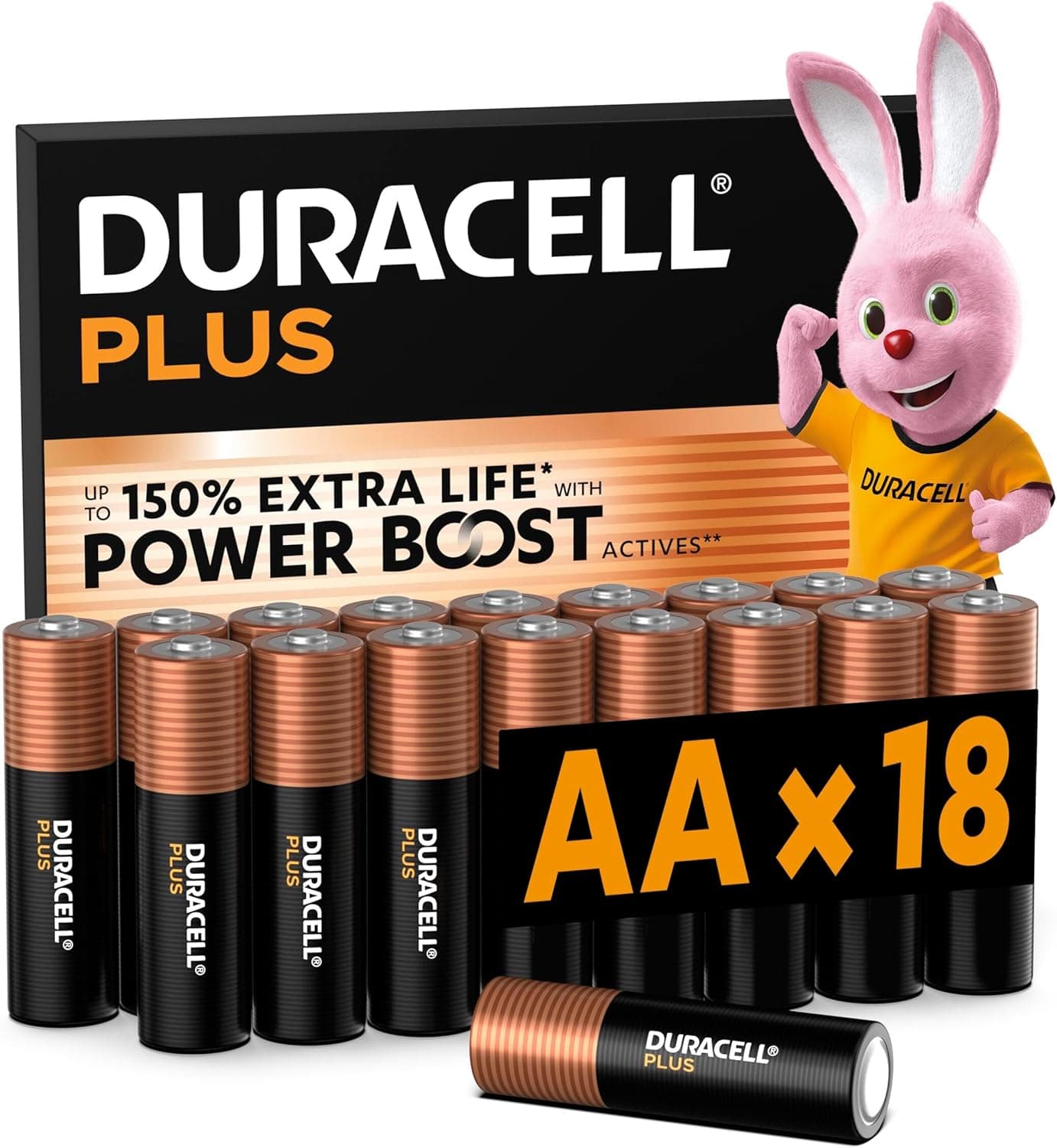 DURACELL Plus AA Pilas Alcalinas (Paquete de 18) 1.5V, LR06