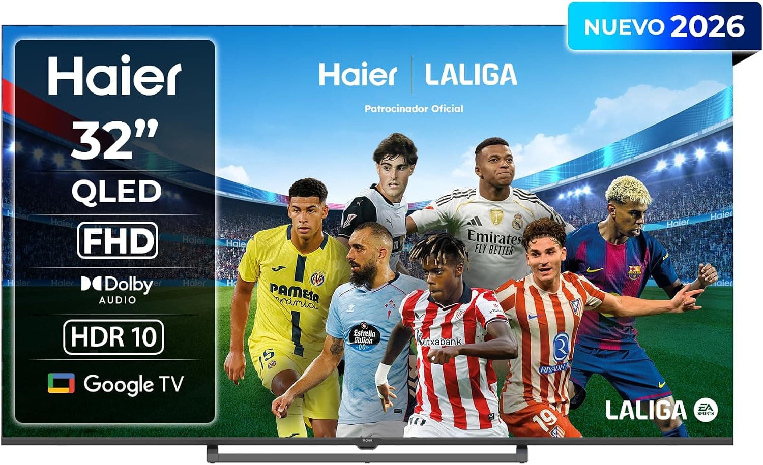 Haier S80 QLED Full HD 32" H32S80GFX, Smart TV con Google TV, Chromecast, Dolby Audio, HDR10, Bluetooth 5.1, USB 2.0 x 2, DBX TV, HDMI 2.1 x 4 [2026]