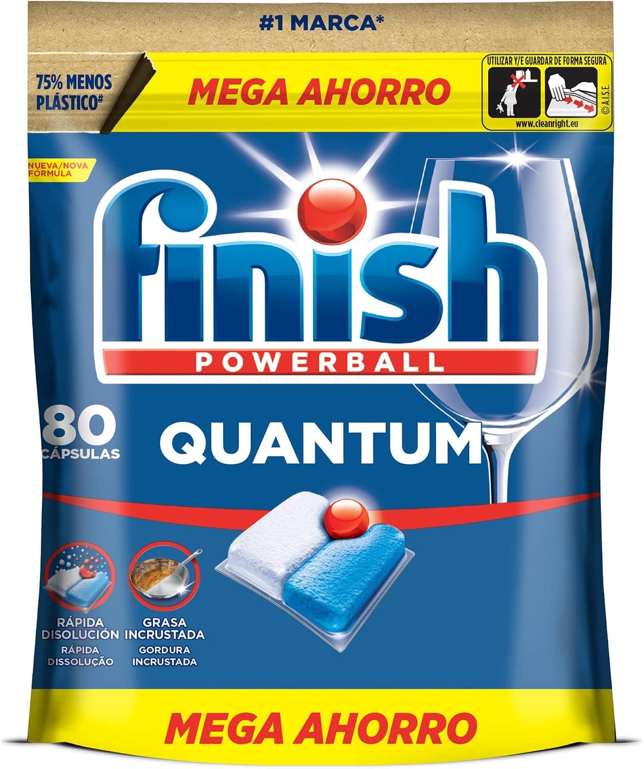Finish Quantum All in 1 Pastillas para lavavajillas - 80 cápsulas