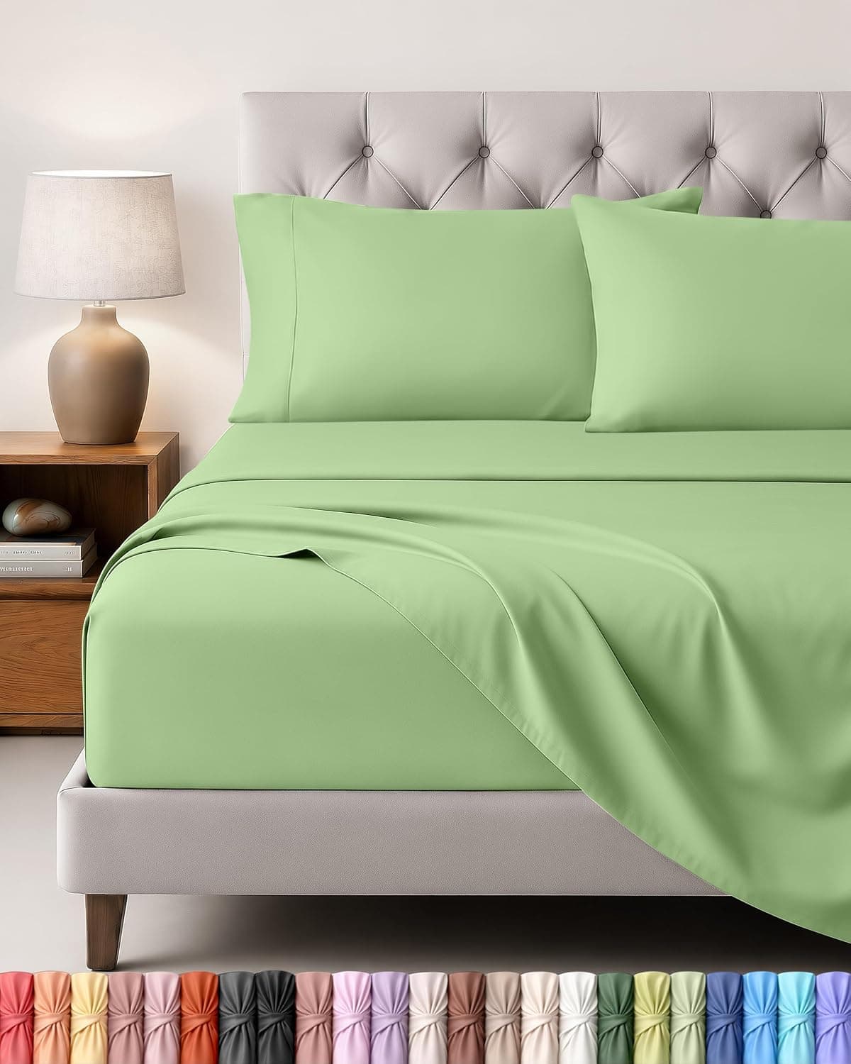 Utopia Bedding Juego de Sabanas 4 Piezas, 135x190cm, Verde Salvia