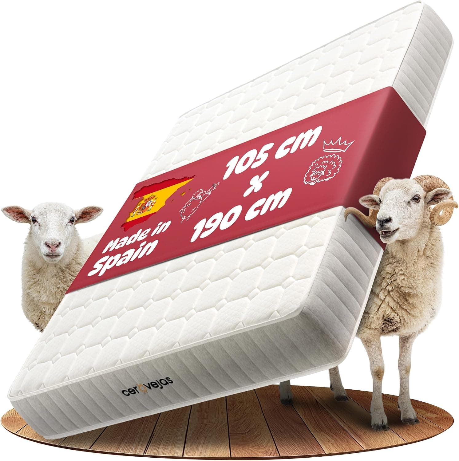 Colchón Viscoelástico Confort 105 x 190 - Altura 22 cm | Alta Densidad - Núcleo HR 28kg - Firmeza Media Alta para Aliviar la Presión y Dolores de Espalda | Oeko-Tex | Fabricado en España