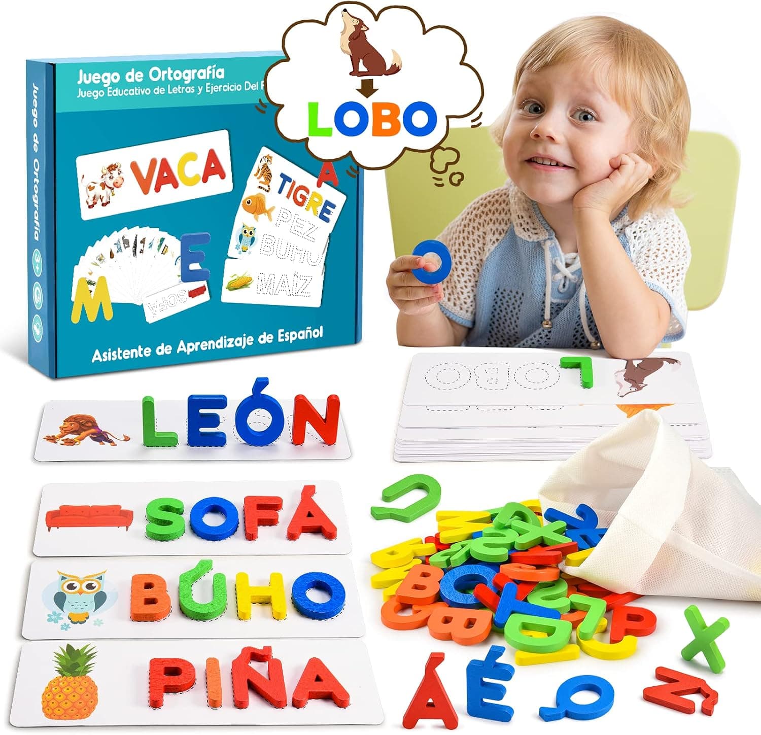 Tragik Juguetes Niños 2-8 Años, Juegos Educativos Niños 3-8 Años Puzzle 3-6 Años Aprender a Leer Escribir Juegos Pizarra Infantiles Smart Games Juguetes Montessori Niña 3-8 Años Regalo Niño 3-6 Años