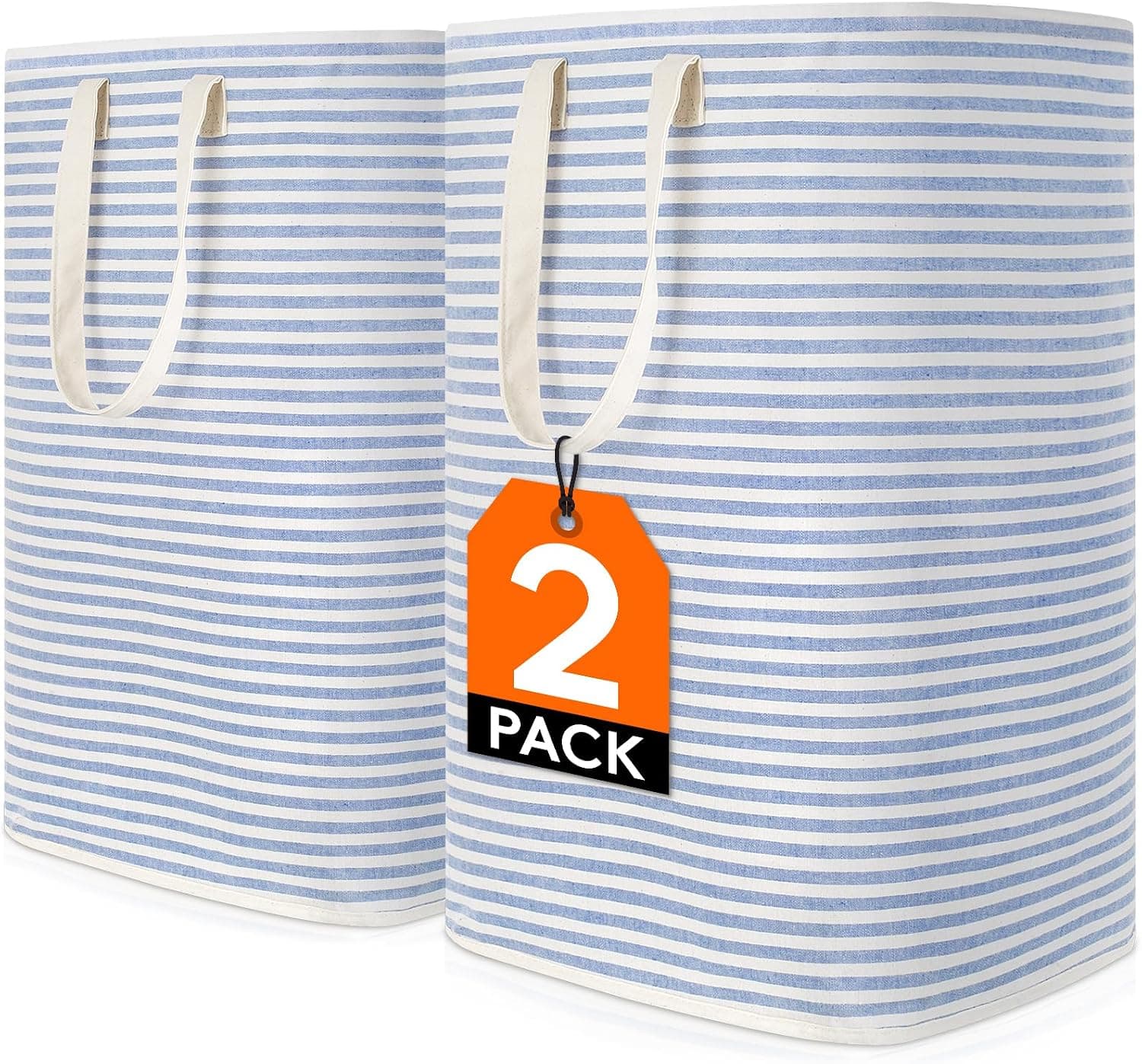 Lifewit Cesto Ropa Sucia, Cesta Ropa Sucia Impermeable con Asas Extendidas, Laundry Basket, Cubo Ropa Sucia Plegable, Bolsa Ropa Sucia para Baño, Dormitorio, Lavadero, 80L, Azul, Paquete de 2
