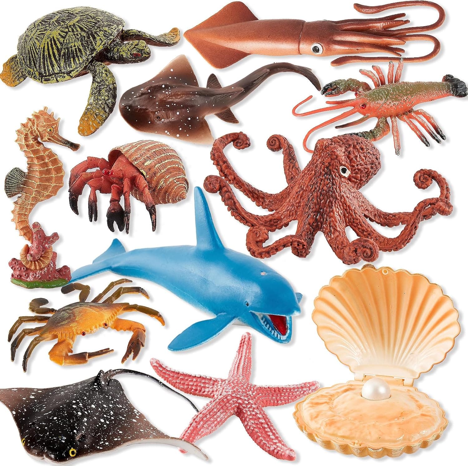 HYAKIDS 12 Figuras de Animales Marinos Juguetes Niños 3 Años
