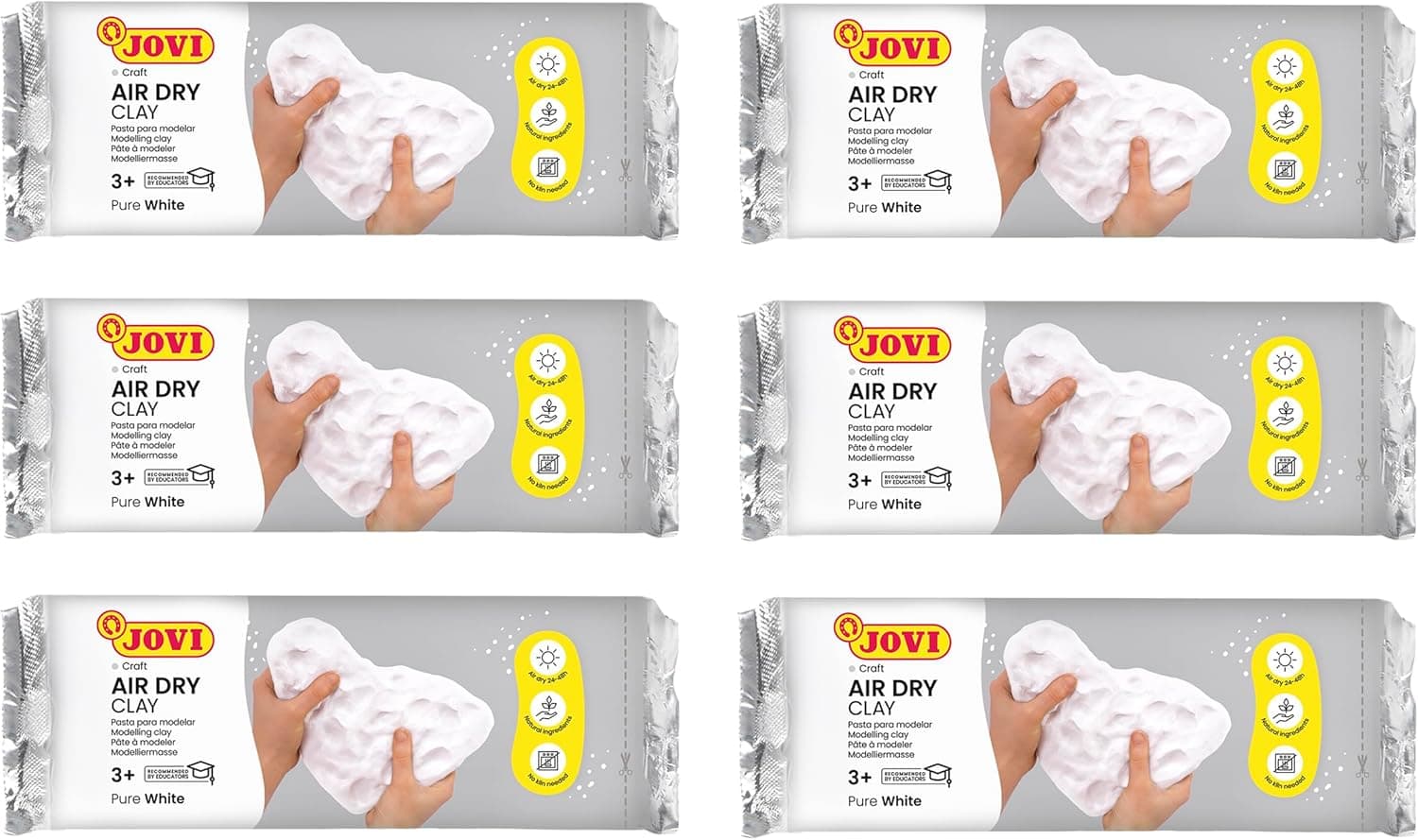 Jovi Air Dry - Arcilla de secado al aire, blanca, 6 x 500g, total 3 kg