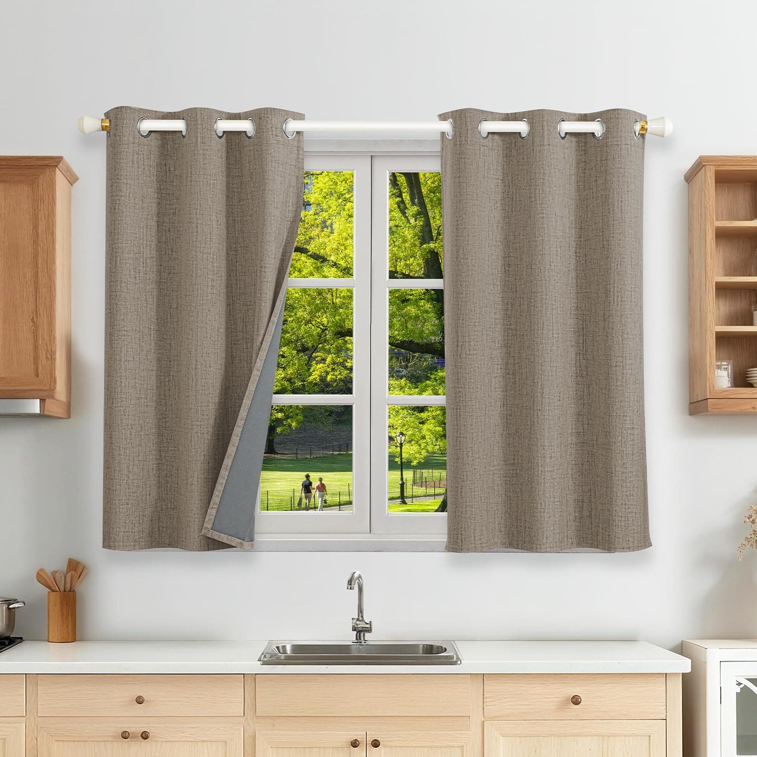 100% Cortinas Opacas Lino Termicas para Dormitorio y Salon 2 Piezas