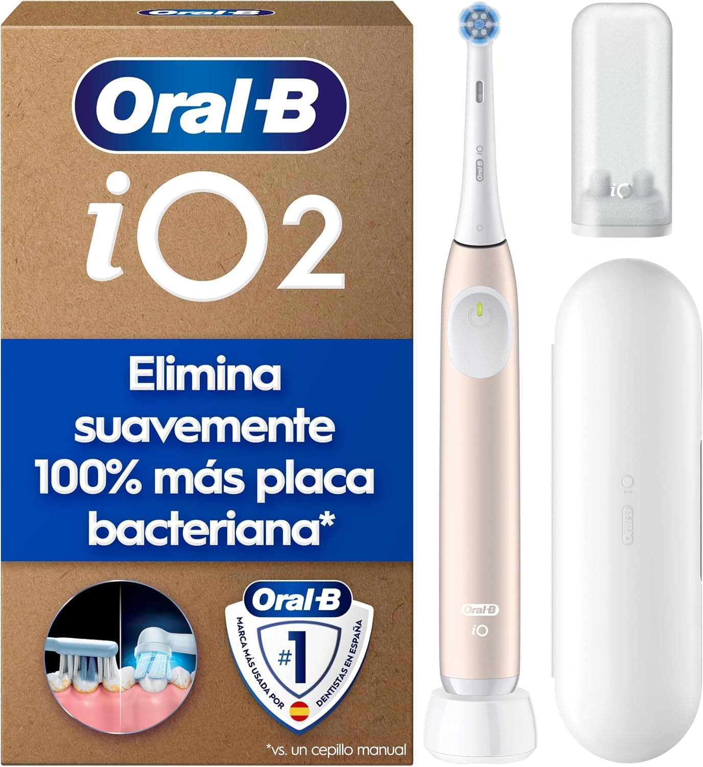 Oral-B iO 2 Cepillo de Dientes Eléctrico con 1 Cabezal, Rosa Suave